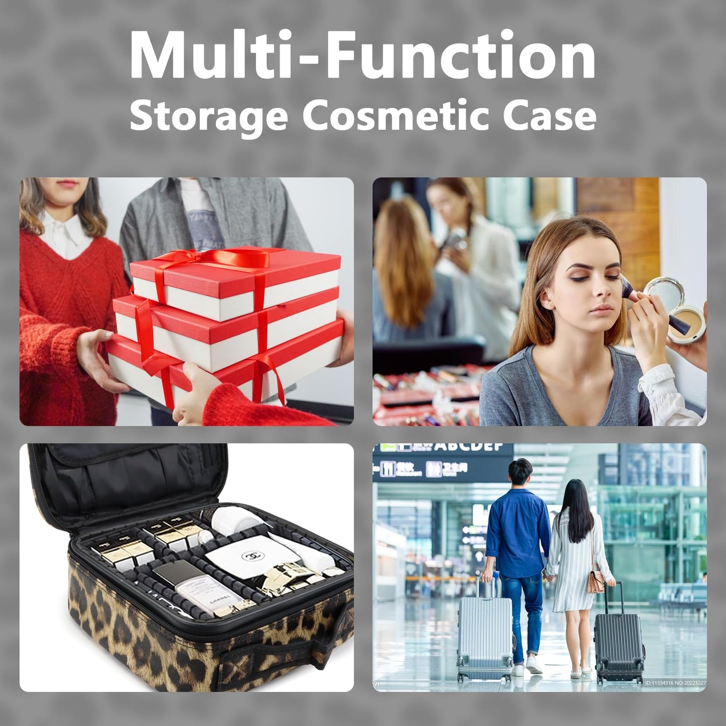 MORMID Travel Makeup Train Case Cosmetic Case Organizer Portable Artist Storage Bag with Adjustable Dividers for Cosmetics Makeup Brushes Toiletry Jewelry Digital Accessories (Black)