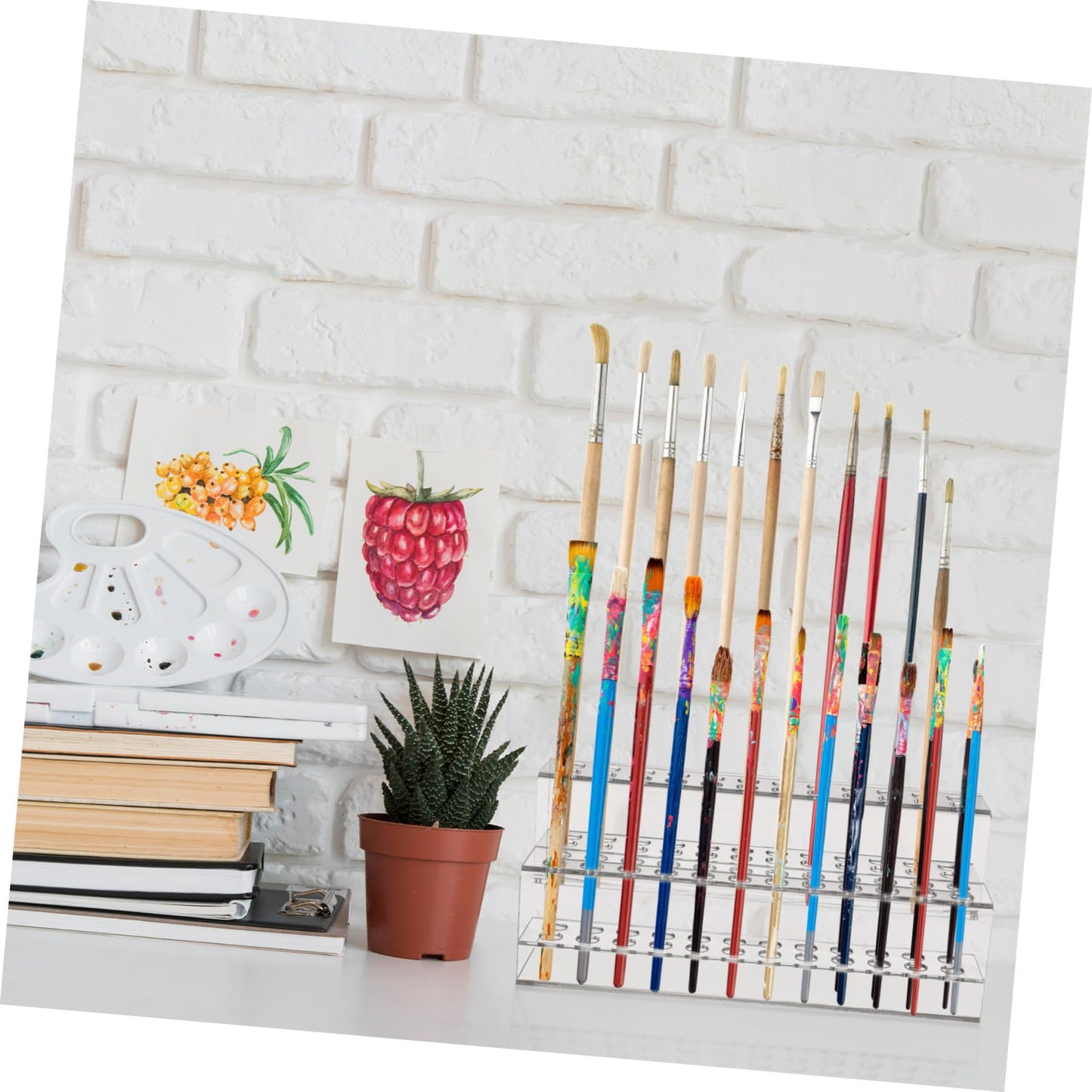BESTYASH Acrylic Pen Holder Display Stand with Multi-Slot Large Capacity 9.44X4.13X3.54 Inch Clear Desktop Organizer for Pens Pencils Brushes Office Storage
