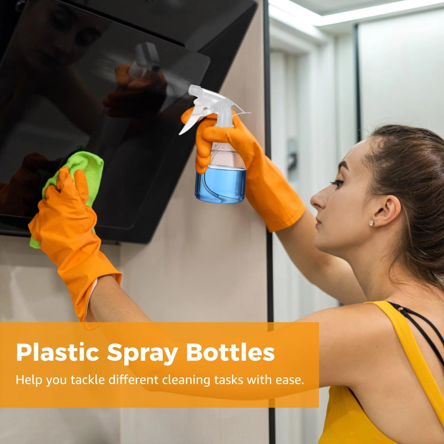 Skdqiee 24 Pcs Refillable Spray Bottles, Small 8 oz Plastic Spray Bottles with Adjustable Nozzles for Gardening, Hair Care, Cleaning
