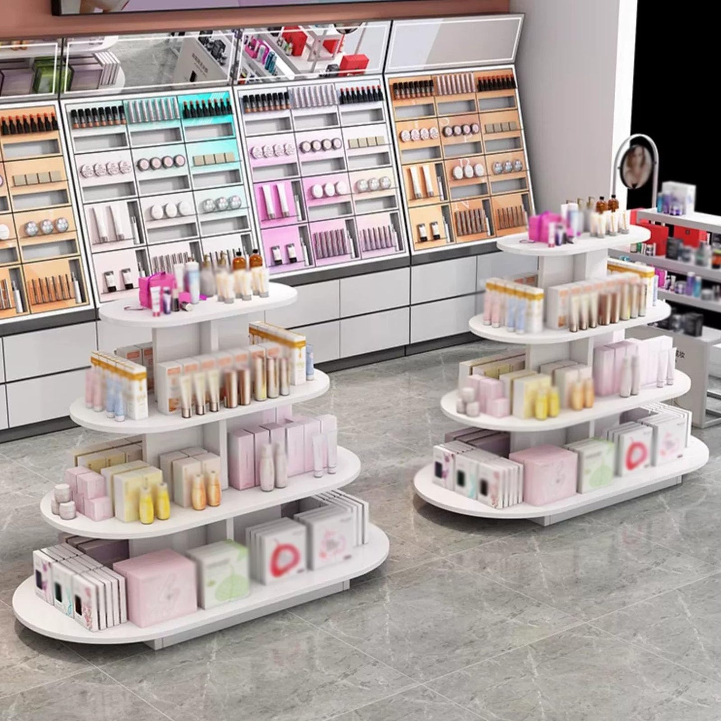 Vanity Organizer Cosmetics Display Cases Holder ,floor Large Island Display Racks Skincare Makeup Storage Organizer ,nail Salon Nail Polish Display Racks, for Skin Care Nail Polish Perfume