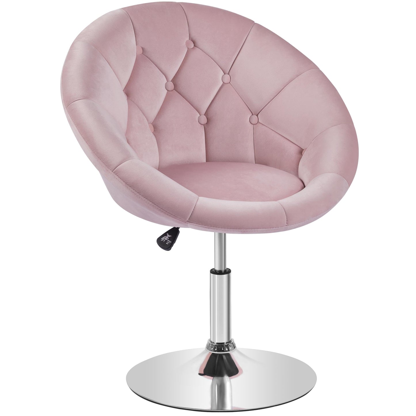 Yaheetech Pink Velvet Vanity Chair with Back, 360° Swivel & Adjustable Height, Tufted Makeup Desk Chair for Bedroom, Dressing Table & Living Room