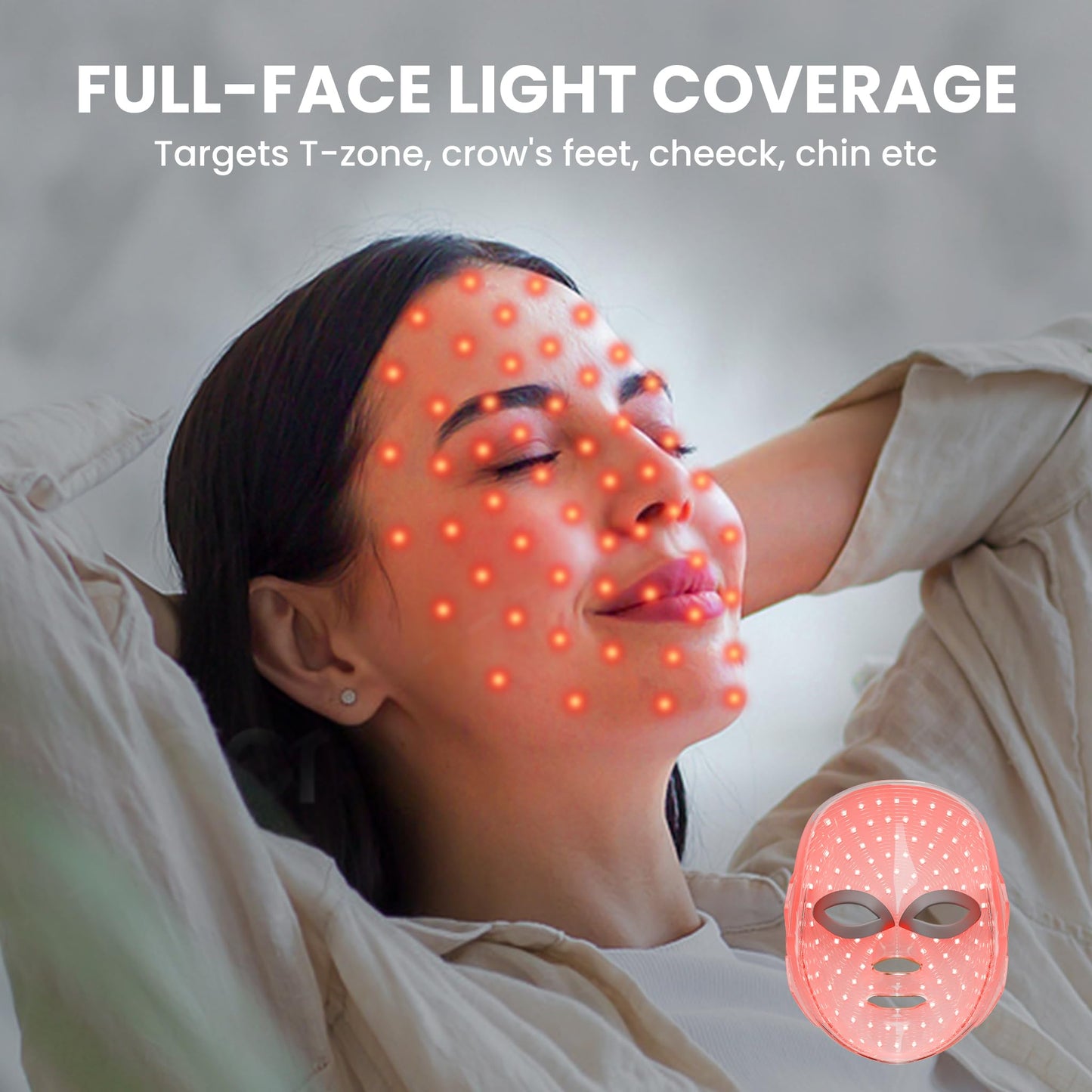gelpal 7-1 Colors Red Light Therapy For Face,LED Facial Skin Care Mask,Red Light Mask for Face, LED Facial Mask Light,Salon or Home,White.