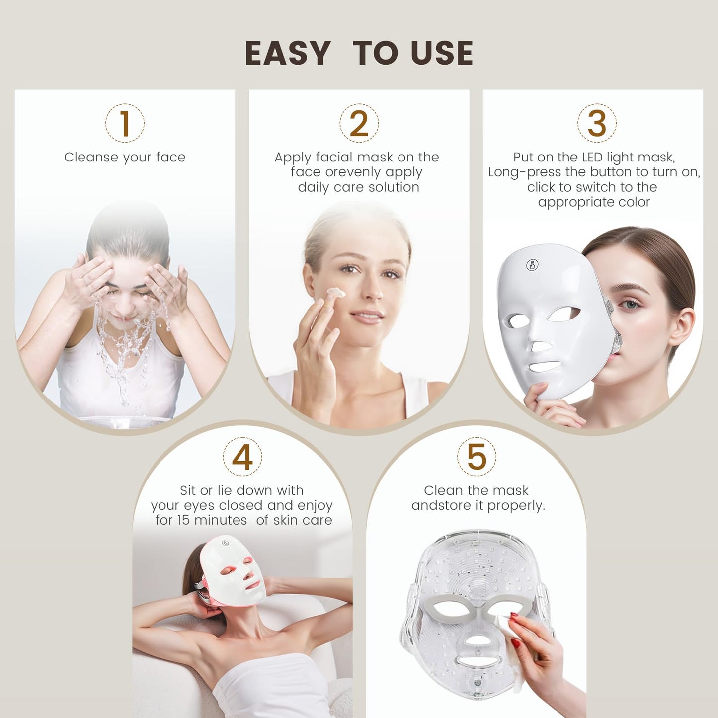 TOYHIS LED Face Mask Light Therapy,LED Light Therapy Mask for Face,Portable 7 Colors LED Facial Skin Care Mask for Home Use,Rechargeable