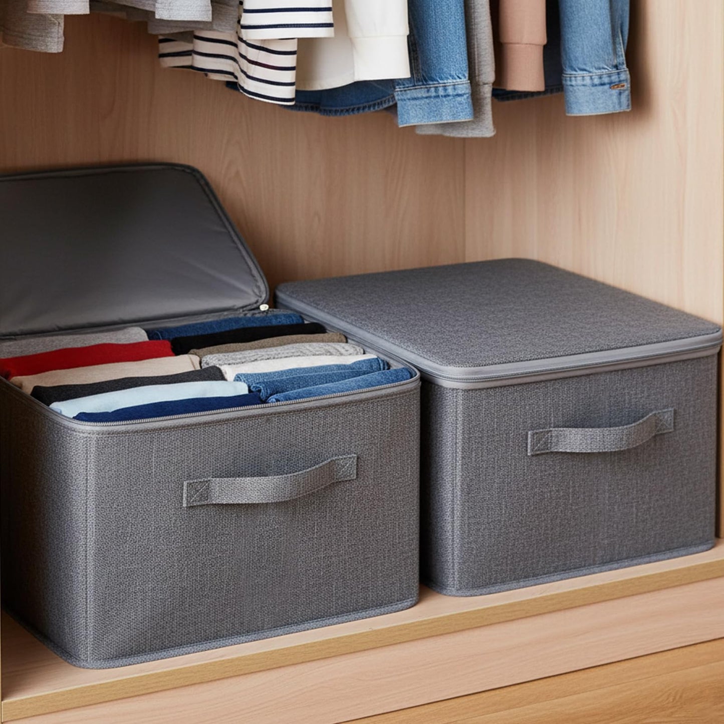 JFBNXB Storage Bins 4-Piece Set, Cube Storage Bin with Locking Storage Box, Secure and Discreet Storage for Personal Items, Collapsible Storage Bins for Easy Maintenance