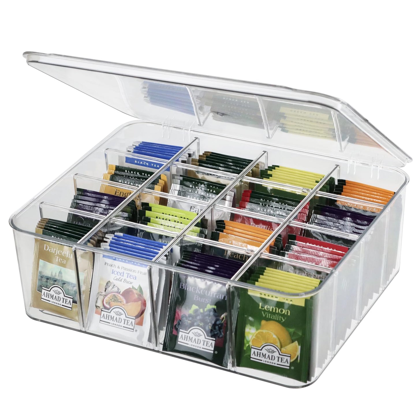 ZEXALOR Socks Underwear Drawer Organzier Dividers, 16 Compartment Removable Divided Plastic Storage Bin with Lid, Storage Organizer for Scarves Ties Bras, Clear Dresser Drawer Organizers