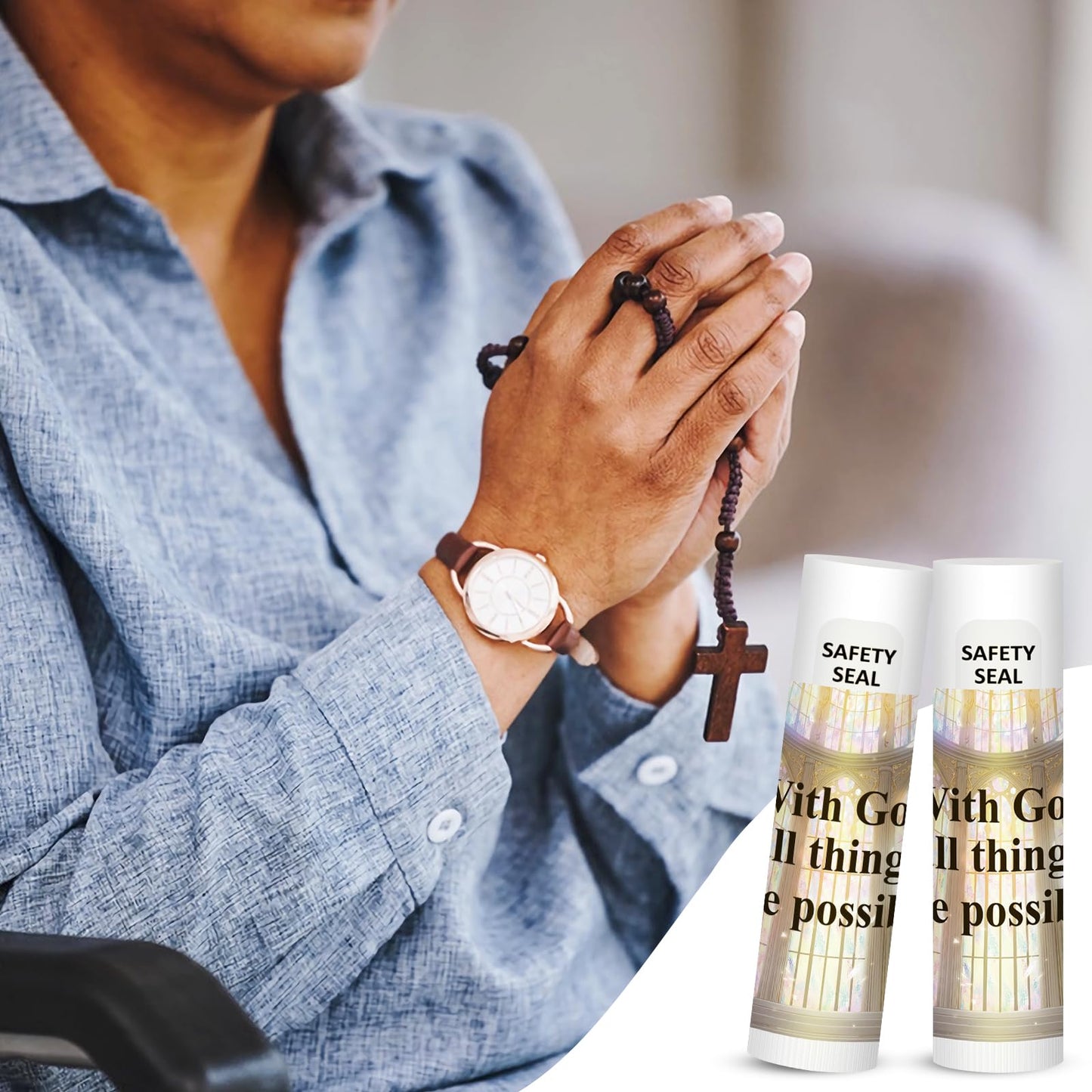 60 Pcs Christian Gifts Bulk - Vanilla Lip Balm with Scripture "With God All Things Are Possible", Natural Beeswax Moisturizing Lip Balm for Church Events, Bible Study, Religious Favors