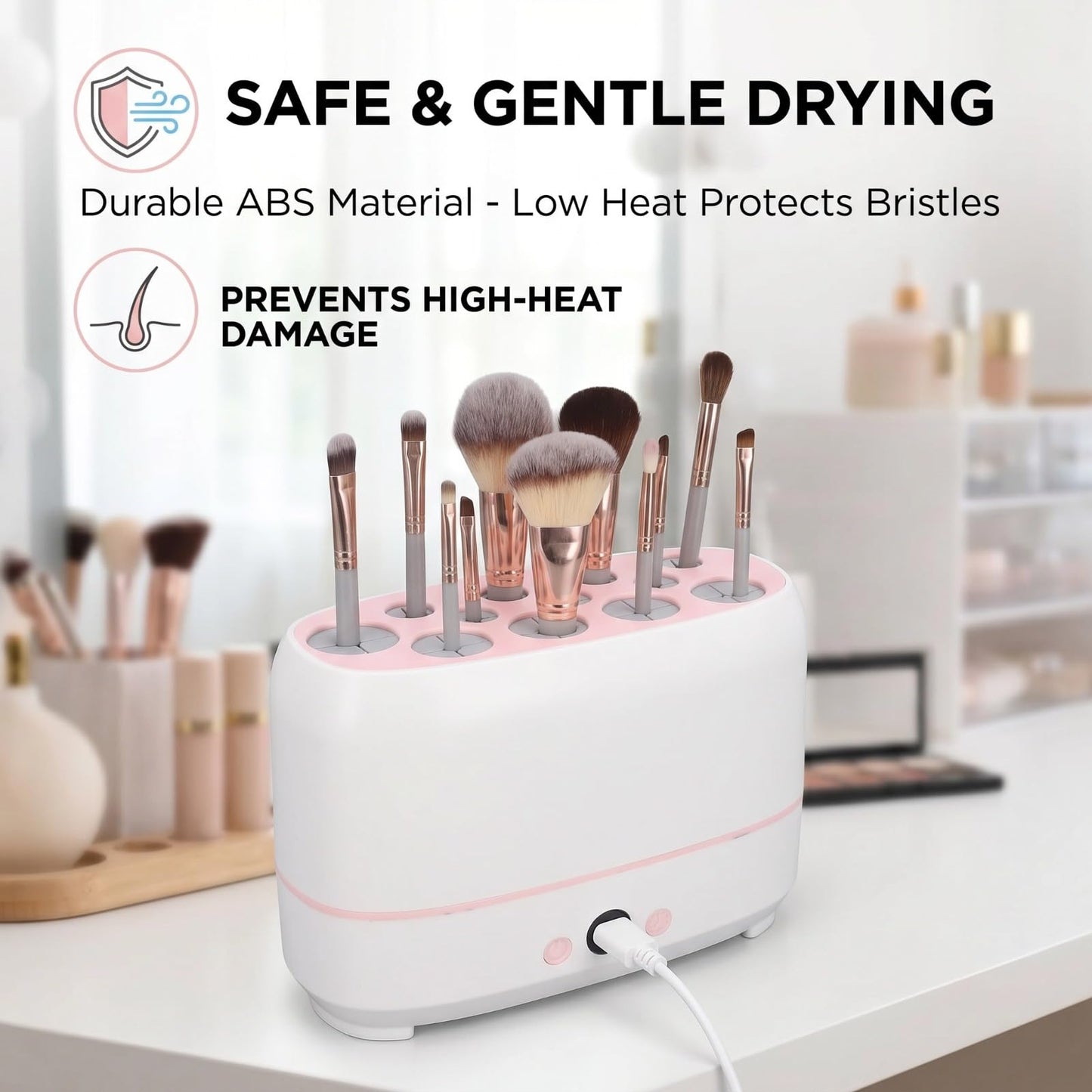 BONKZEBU Electric Makeup Brush Dryer Machine 12 Holes Automatic Brush Cleaner and Drying Tool for Professional Salon and Home Use Quickly Drying Cosmetic Brush Cleaner Dryer