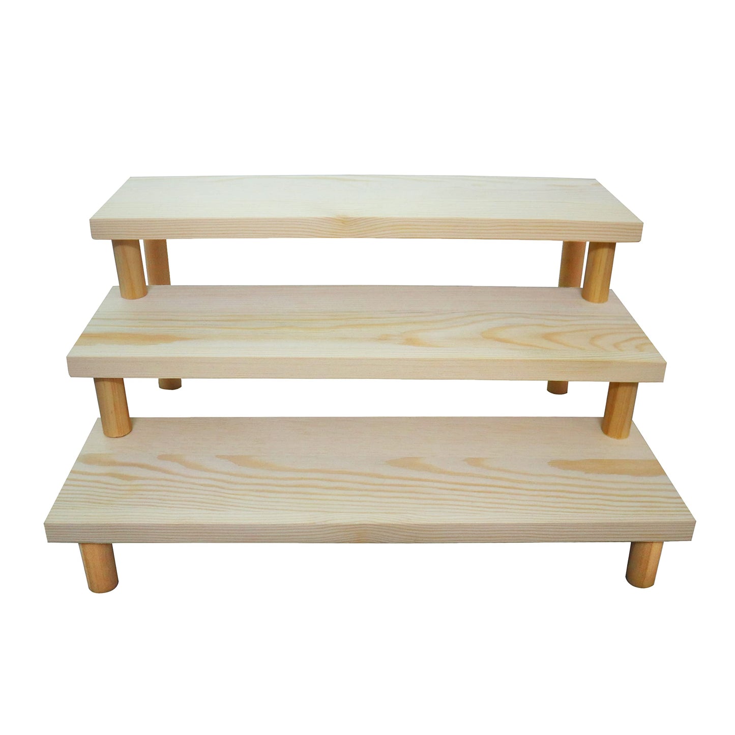 NAJMECHOY Figure Display Riser Thick Wooden Shelf Thick Support Legs Display Resin Figure Cupcake Cups for Collectibles Retail Display Stand (3 Tiers)