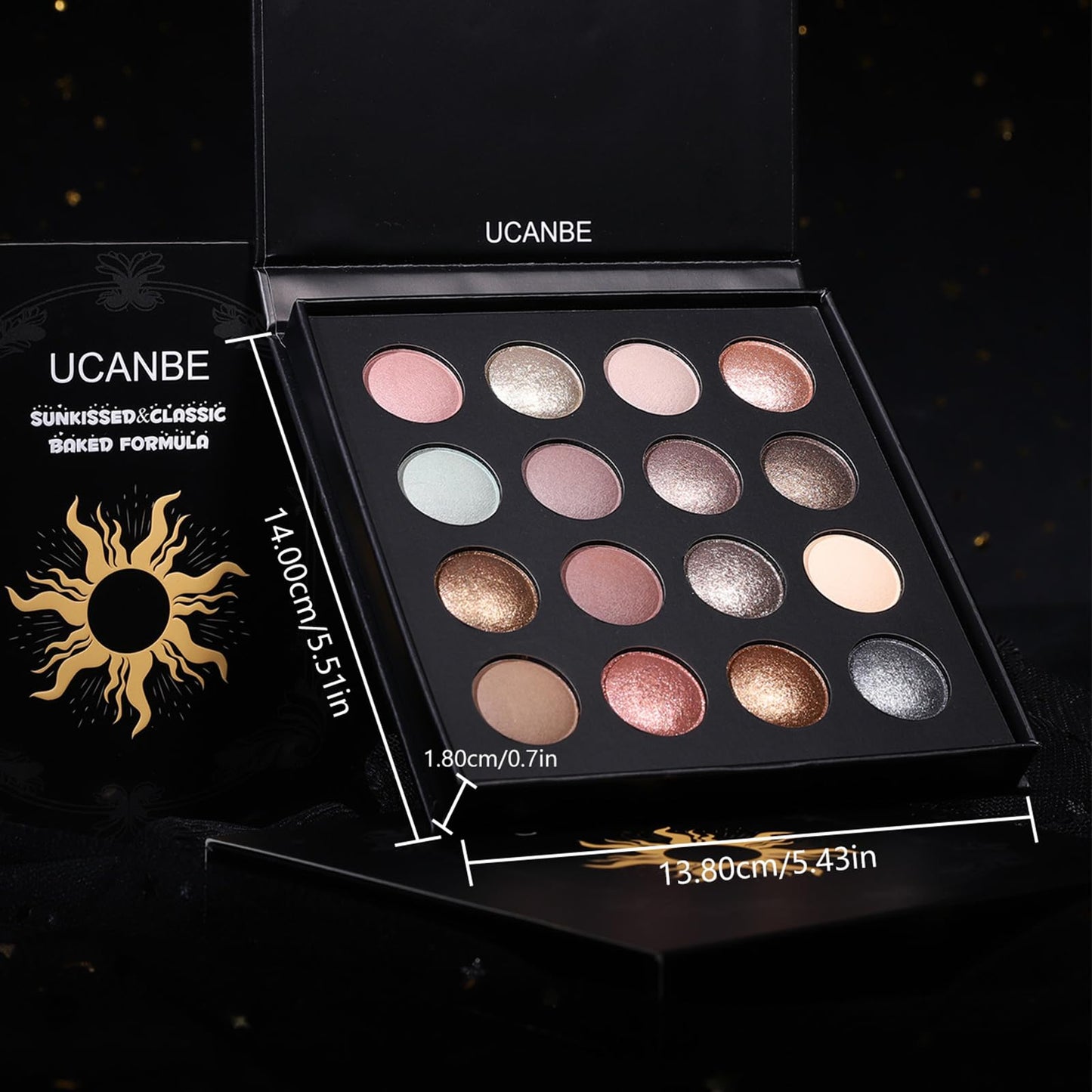 UCANBE Baked Eyeshadow Palette with 15PCS Brushes Makeup Set, 16 Color Natural Nude Matte Shimmer Metallic Eye Shadow Make Up Pallet for Women Girls, High Pigmented Long Lasting Waterproof