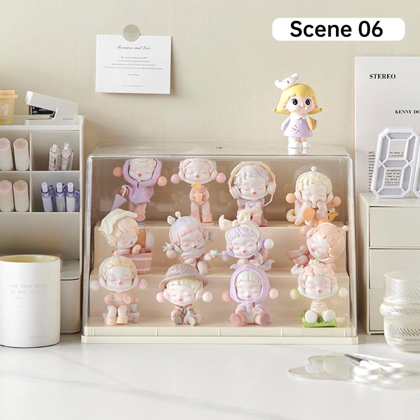 BOHOIDEE 3 Tiers Clear Display Case for Figures, Stackable Acrylic Storage Organizers Box with Cover, Large Dustproof Showcase for Collectibles Action Figure(1, Medium)