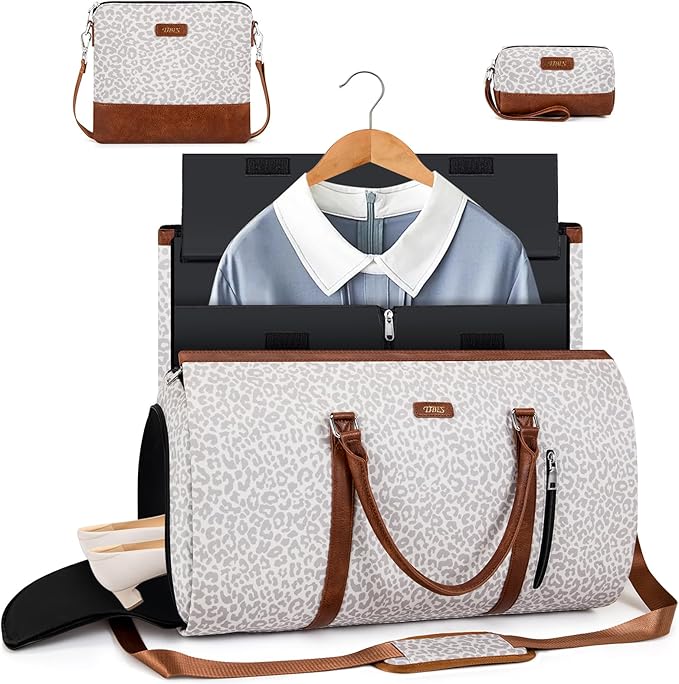 Convertible 2-in-1 Garment Bags for Travel, Carry On Garment Duffle Bag With Shoe Compartment Large Weekender Bag for Women Men Hanging Suitcase Suit Travel Duffel Overnight Bags 4pcs Set