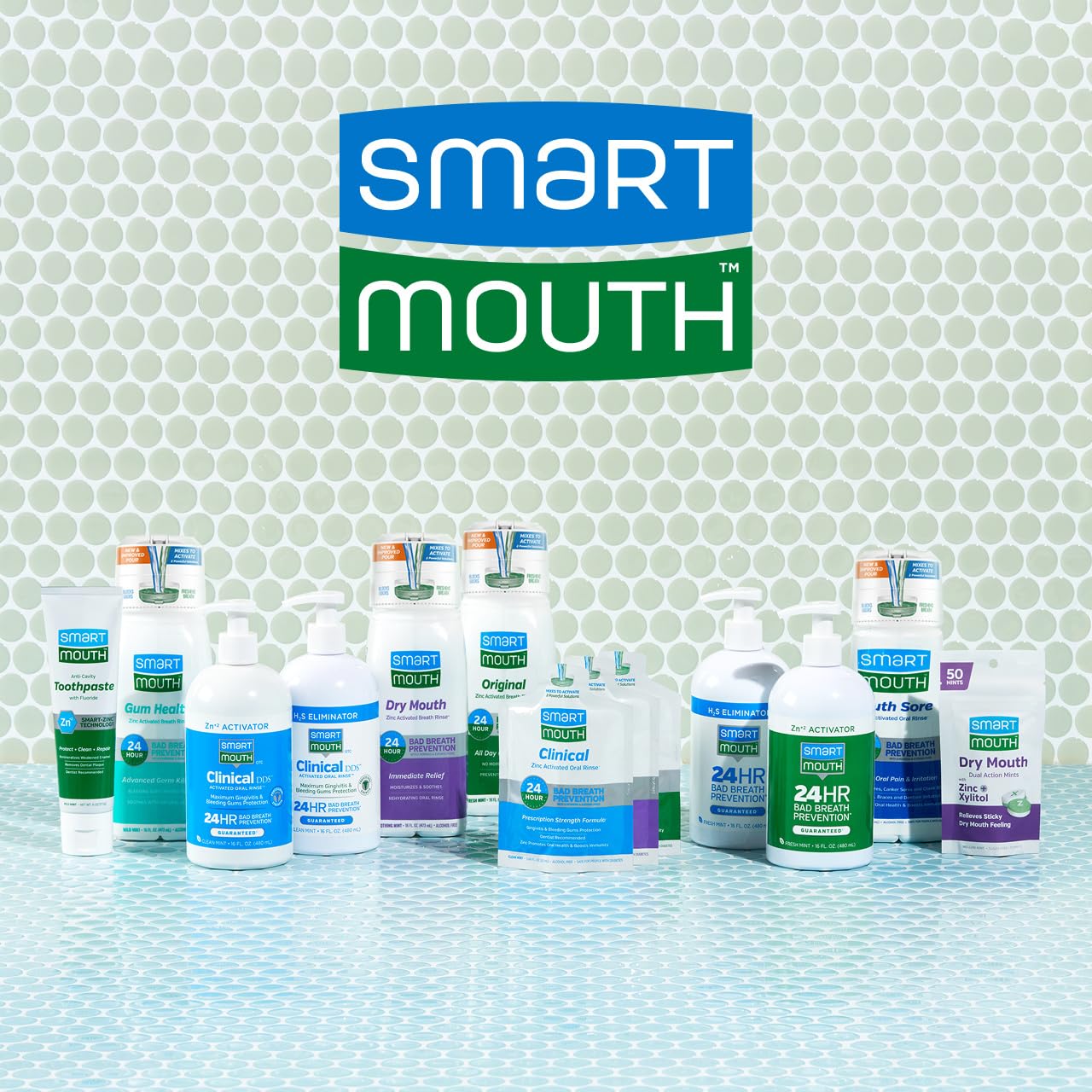SmartMouth Original Zinc Activated Mouthwash Single Packs - Disposable Mouthwash Packets for Fresh Breath - Eliminates Bad Breath & Odors - Alcohol & Fluoride-Free - Fresh Mint - 10 Count, 2 Pack