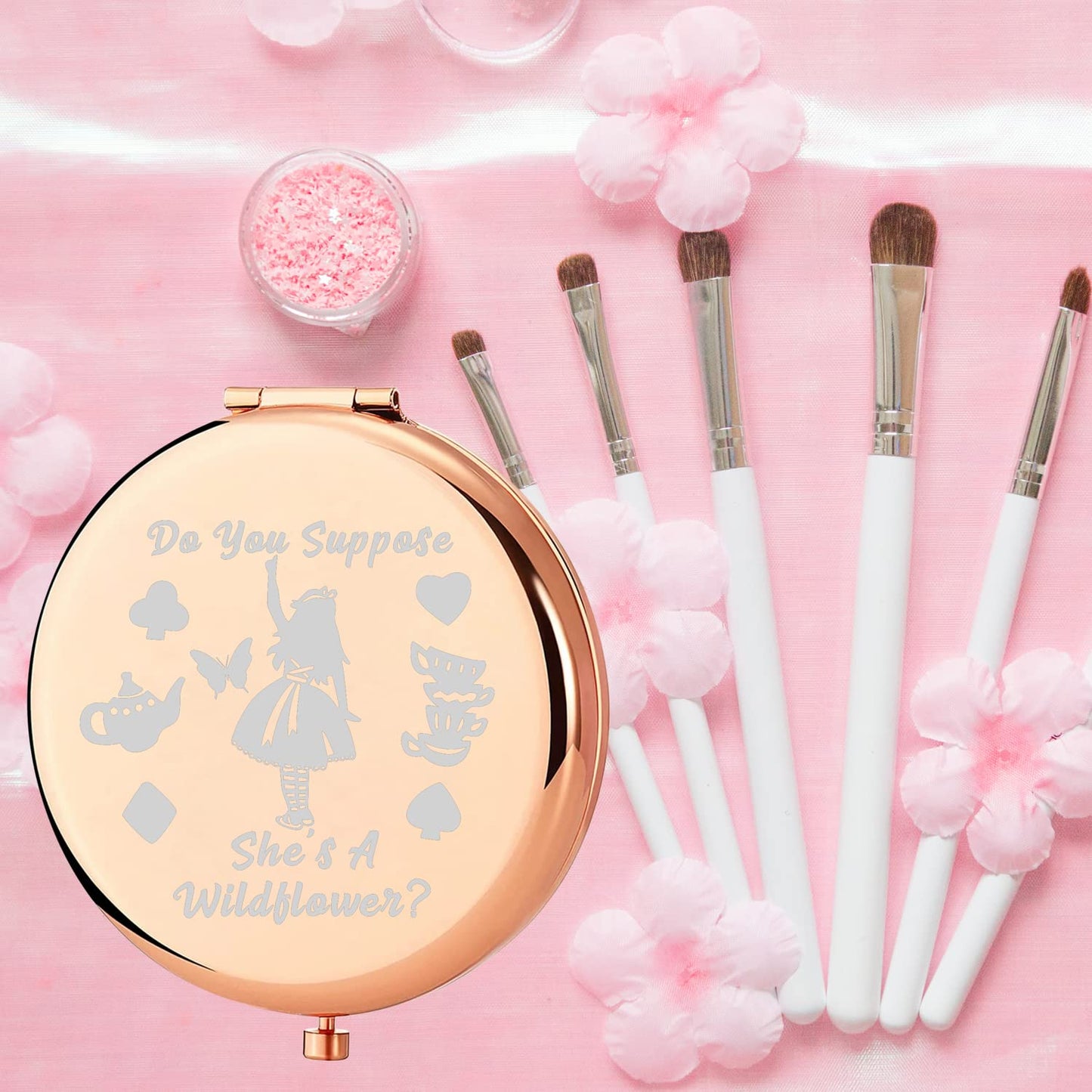 MYOSPARK Wonder Land Inspired Gifts Fairy Tales Gift Do You Suppose She's A Wildflower Compact Makeup Mirror ALS Fans Gift (You Suppose Mirror)
