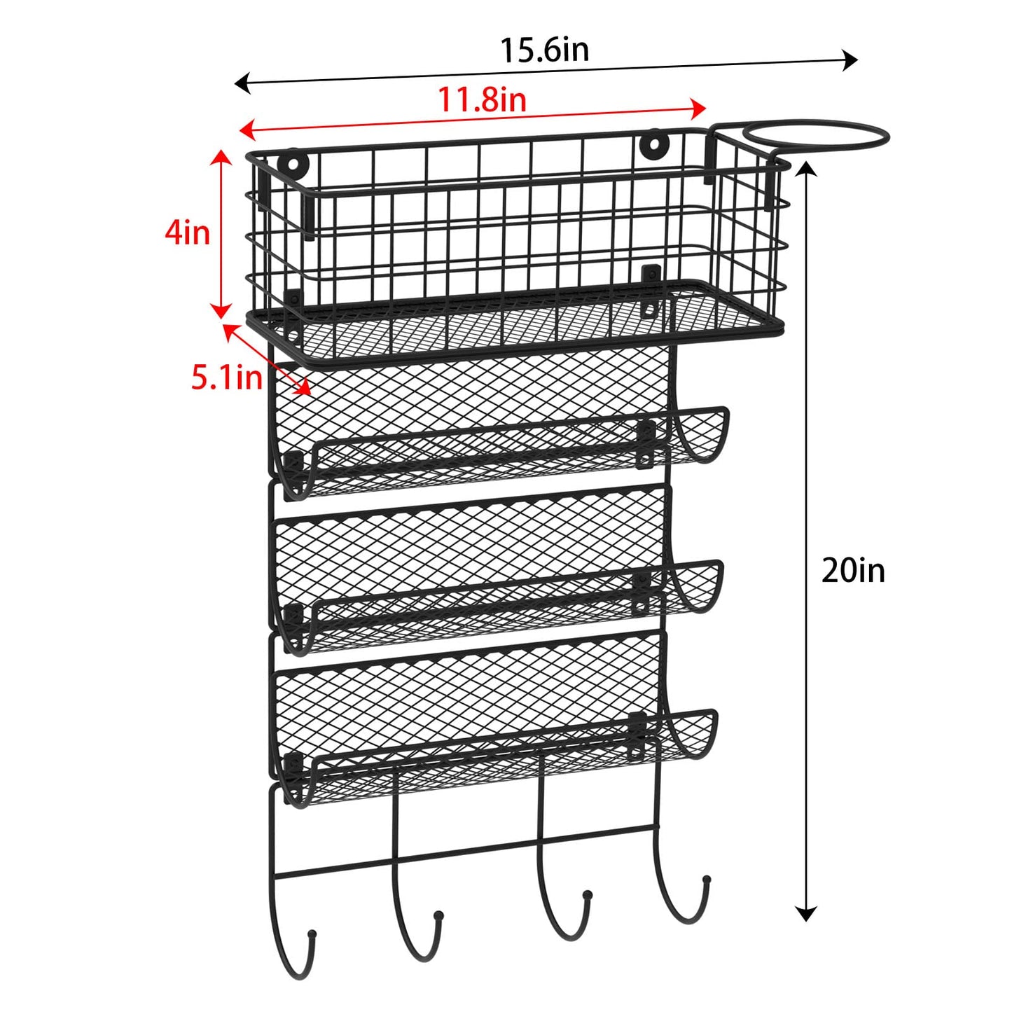Wall-Mounted Hair Dryer Holder Styling Tool Organizer 4-Shelf Storage Wire Basket with Hook Heat Safe Rack for Hair-Straighteners,Curling Wands,Flat Iron,Perfume,Cabinet Door Bathroom Kitchen
