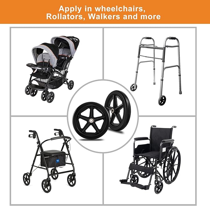 4Pcs 8 Inch Solid Replacement Wheels - Environmentally Friendly Rubber Material, Wear-Resistant PU Tires, Anti-Slip, and Durable ABS Wheel Hub - Easy to Install (4 Pcs)