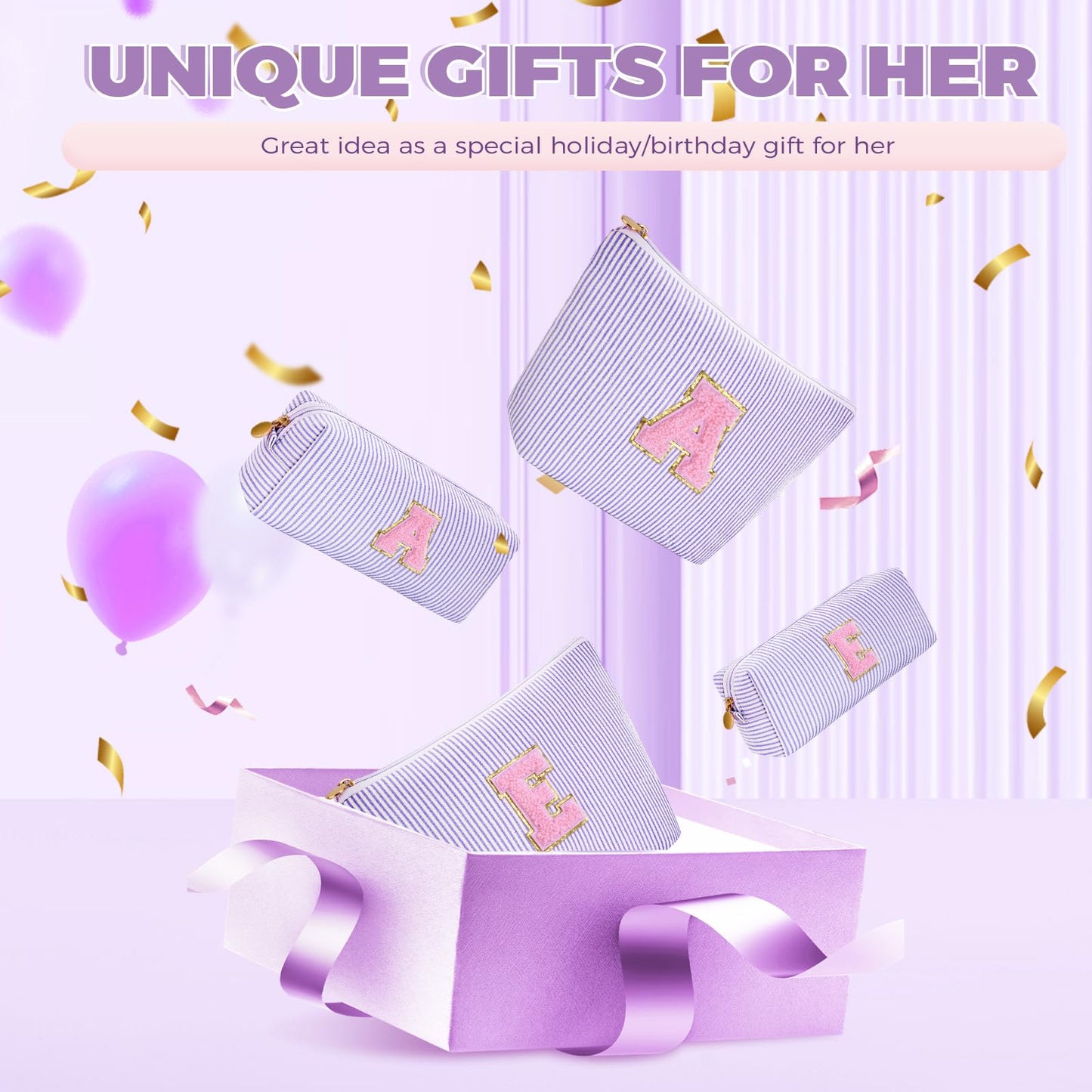 Btffitting Gifts for Teen Girls Women - Birthday Gifts for 10 11 12 13 14 15 16 17 18 Years Old Girl,Makeup Bag Cosmetic Bag,Teacher Gift Trendy Stuff Toiletry Bag - Lavender,C