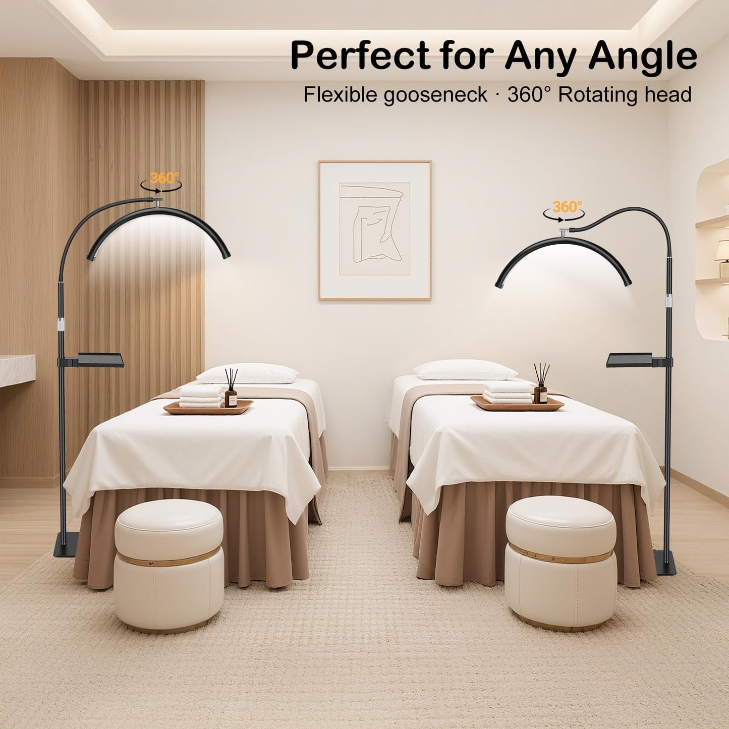 Half Moon Lash Light with Tool Tray for Eyelash Extensions - Professional LED Lamp for Eyetech,Tattoo Artists, Estheticians | Dimmable Cool/Warm Lighting & Brightness | Shadow-Free Design (Remote)