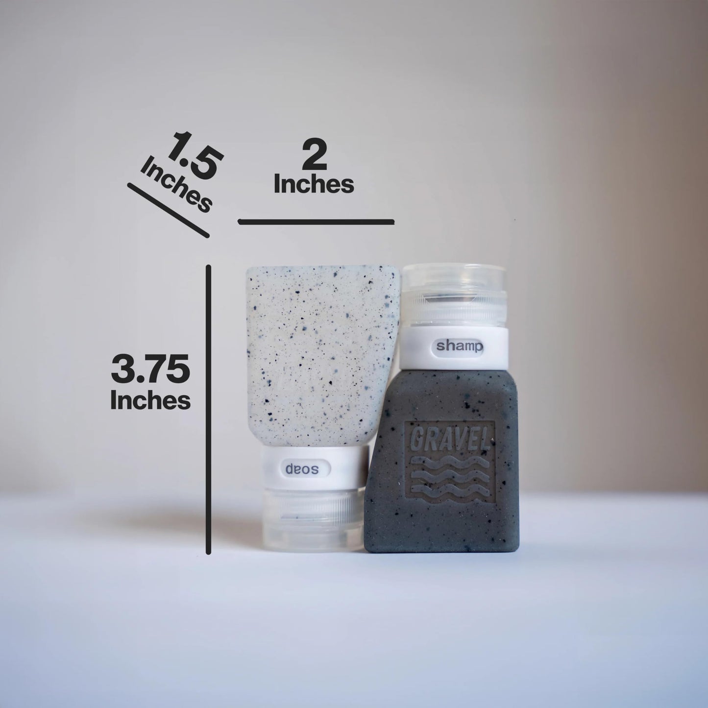Gravel Silicone Travel Bottles for Toiletries 3oz (2-Pack) – Leakproof, BPA-Free, TSA Approved Travel Bottles with Label System for Shampoo, Conditioner, and Liquid Toiletries (Clear & Gray)