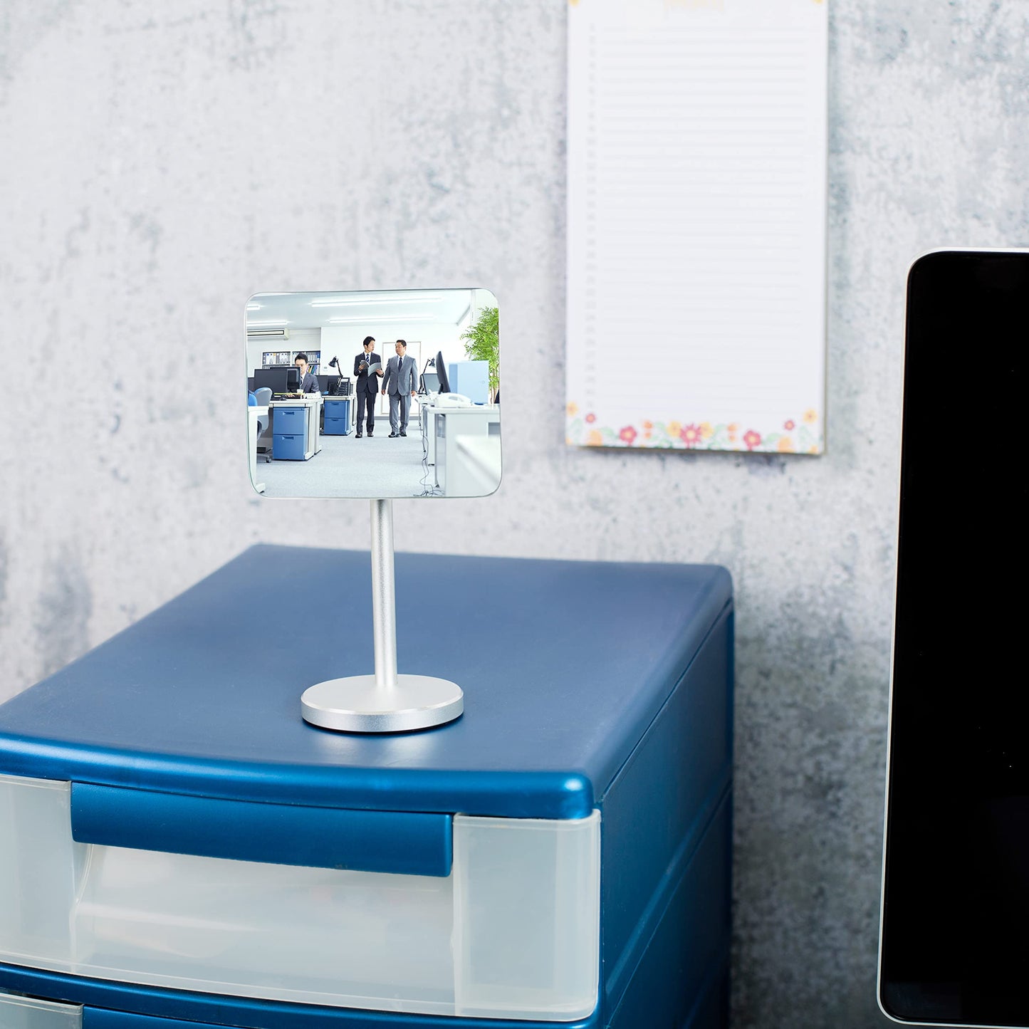 WatchYrBack Desk and Cubicle Mirror to See Behind You, Silver Stand with Detachable Wide Angle Real Glass Mirror, Small & Discrete, Beautiful Design, Perfect Curvature for an exceptionally Clear View