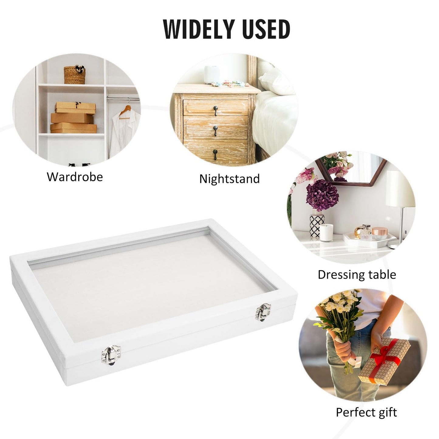 Vicoter Rings Organizer Tray 100 Slot Velvet Ring Earring Storage Box TranSparent Cover Jewelry Store Ring Display Box Jewelry Display Cabinet for Girl Wife Mother