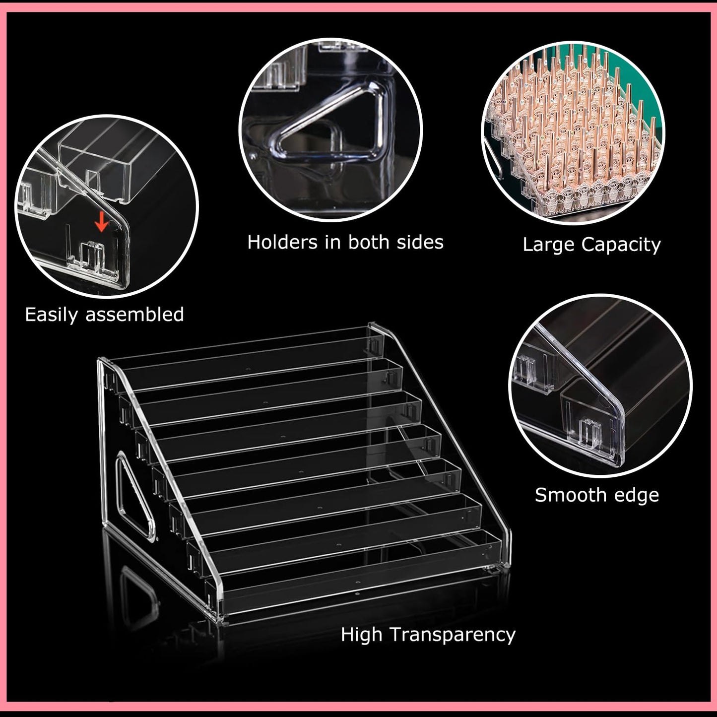 YANMAKE 7-Tier Nail Polish Organizer Rack, 2 Pack Storage Holder Stand for Sunglass Organizer, Greeting Card, Postcard Storage Shelf