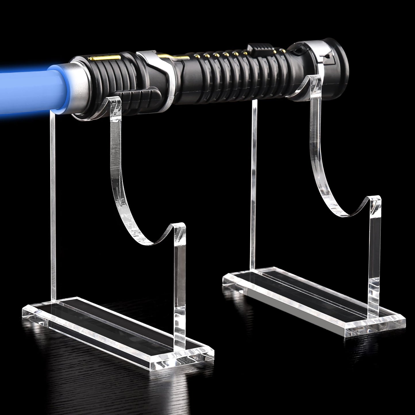 SANRUI 2 Tier Acrylic Weapon Lightsaber Display Holder,Clear Desk Adjustable Wand Stand for Most Samurai Sword Tanto Rapier Light Saber Katana Wakizashi Genji Rack Horizontal Exhibition (2PCS)