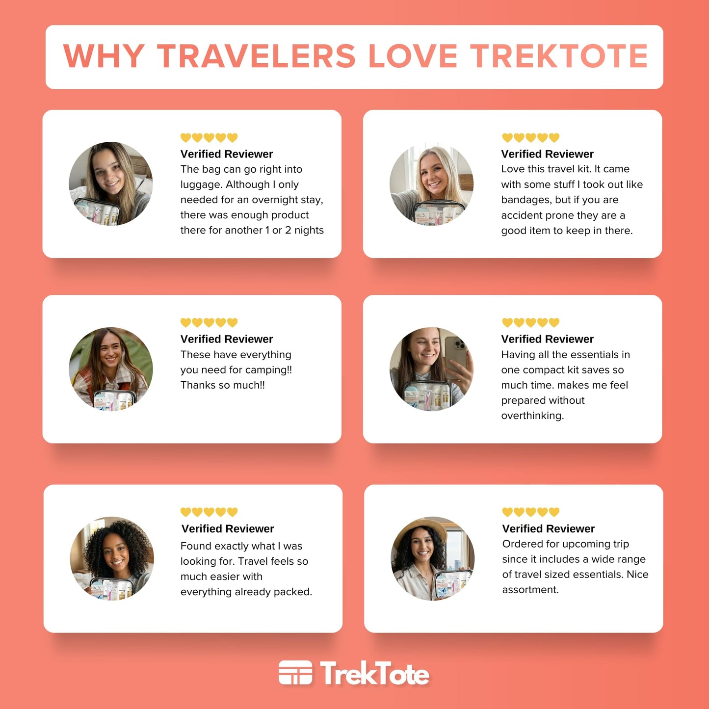 TrekTote 15-Piece Women’s Travel Toiletry Kit – Premium Brand-Name Shampoo, Conditioner, Body Wash, Deodorant & Toothpaste, TSA Approved Travel Size Set with Clear Bag