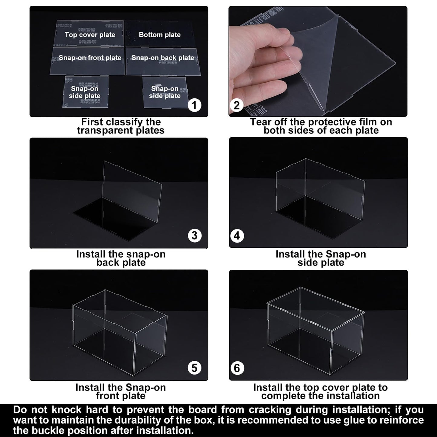 MECCANIXITY Acrylic Display Case Box Clear Dustproof Protection Showcase 6.3x6.3x14.1 Inch for Collectibles Display