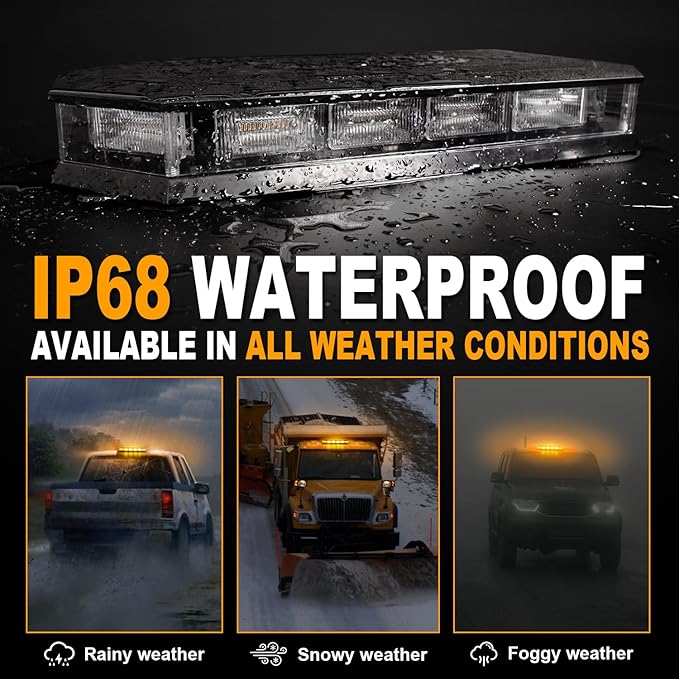 ASPL 16.5 Inch Roof Top Beacon Emergency Strobe Light with Controller 56 LED Magnetic Warning Caution lights bar Traffic Hazard Plow Light for Trucks Vehicles Construction Snowplow (Amber)