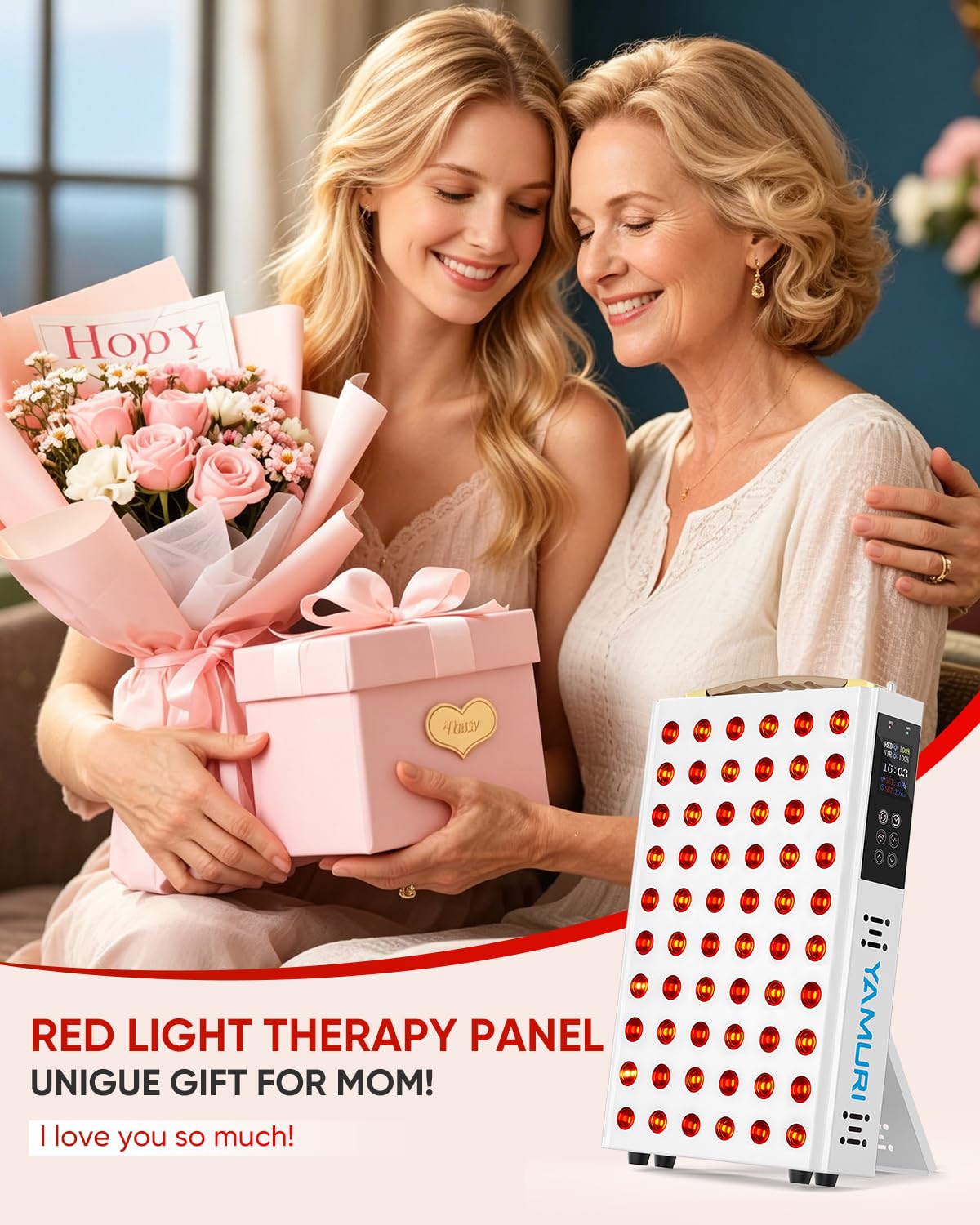 YAMURI Red Light Therapy for Body, 660nm 850nm Red Light Panel for Face, 110W with 60 Dual Chip LEDs, 135mW/cm² High-Power Home Red Light Therapy Device for Daily Wellness & Relaxation