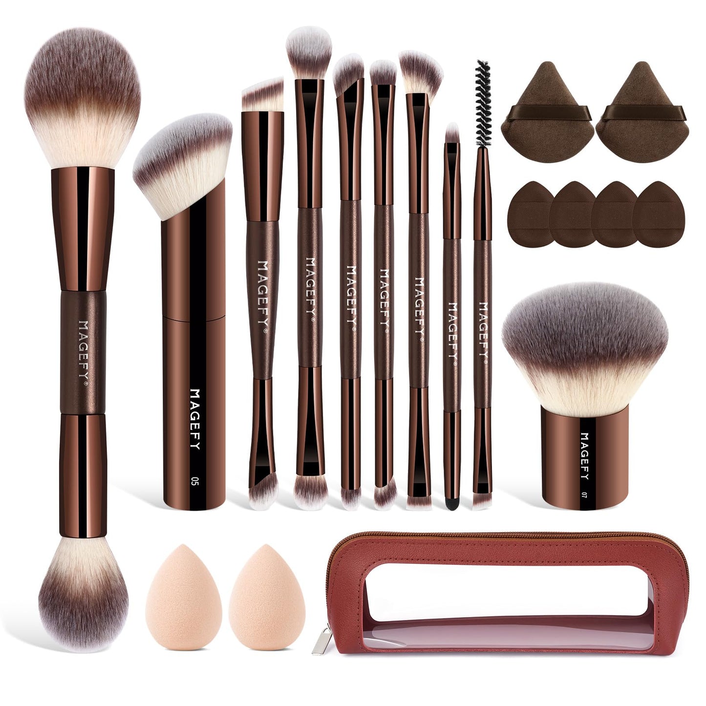 Makeup Brushes MAGEFY Travel Makeup Brush Set Professional Make Up Brushes for Powder Concealers Eye Shadows Eyebrow Countour Blush Brush Tools
