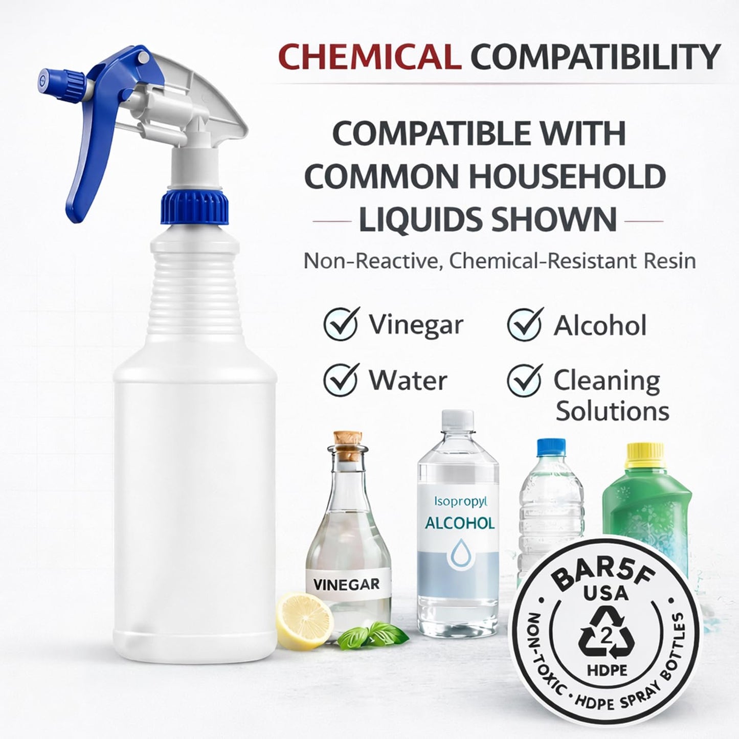 Bar5F Professional Sprayer 24-Ounce - 20 Foot Spray, Bleach Resistant, Adjustable Nozzle, All-Purpose, 3-Pack