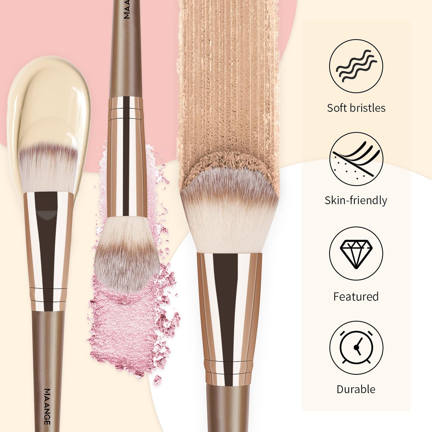 Make Up Brushes, MAANGE 18 Pcs Premium Synthetic Makeup Brushes Set Soft Foundation Powder Eyeliner Eye Shadow Makeup Brushes Professional (Champagne)