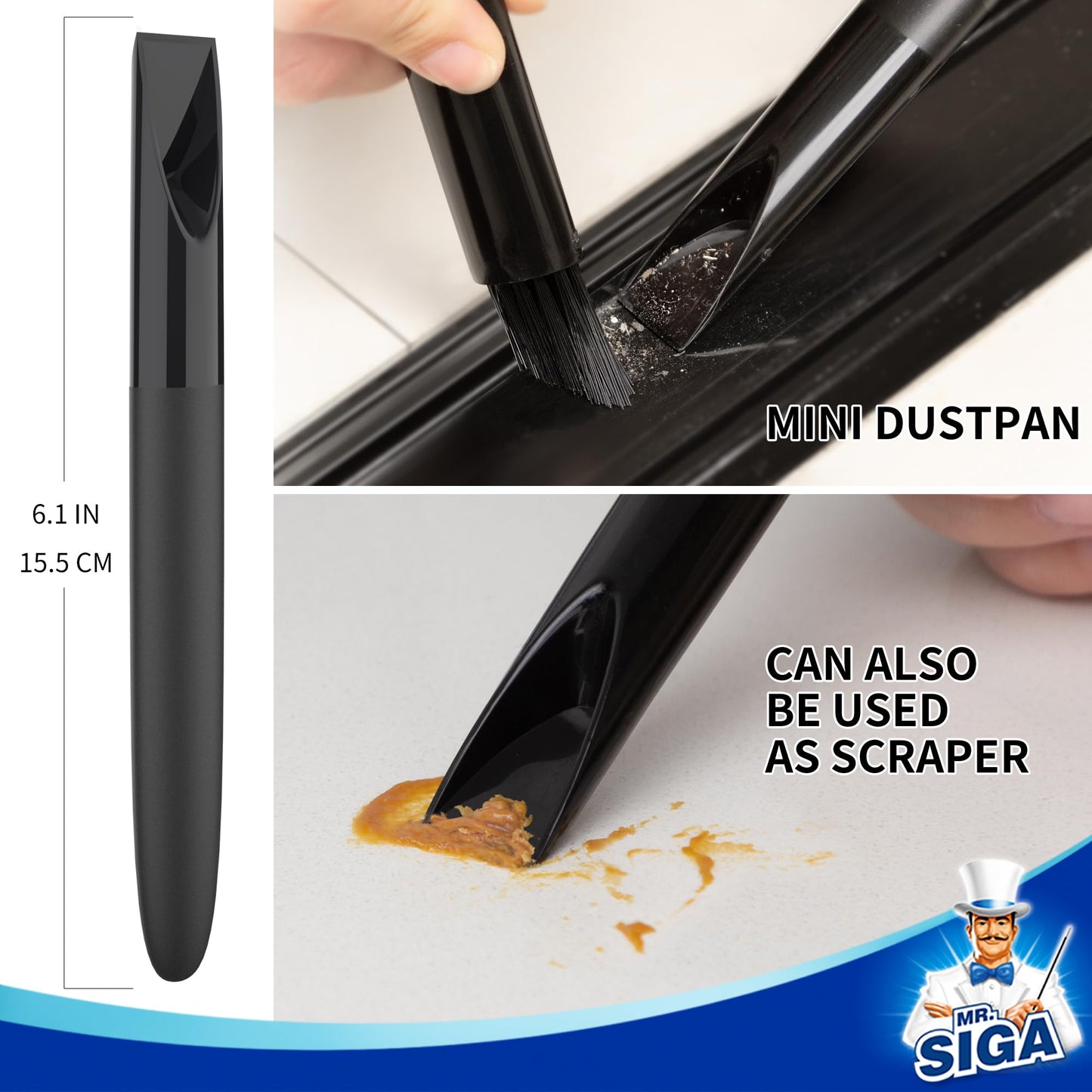 MR.SIGA Grout Cleaner Brush Set - Detail Cleaning Brush Set for Tile, Sink, Drain, Grout and Edge, Crevice Cleaning