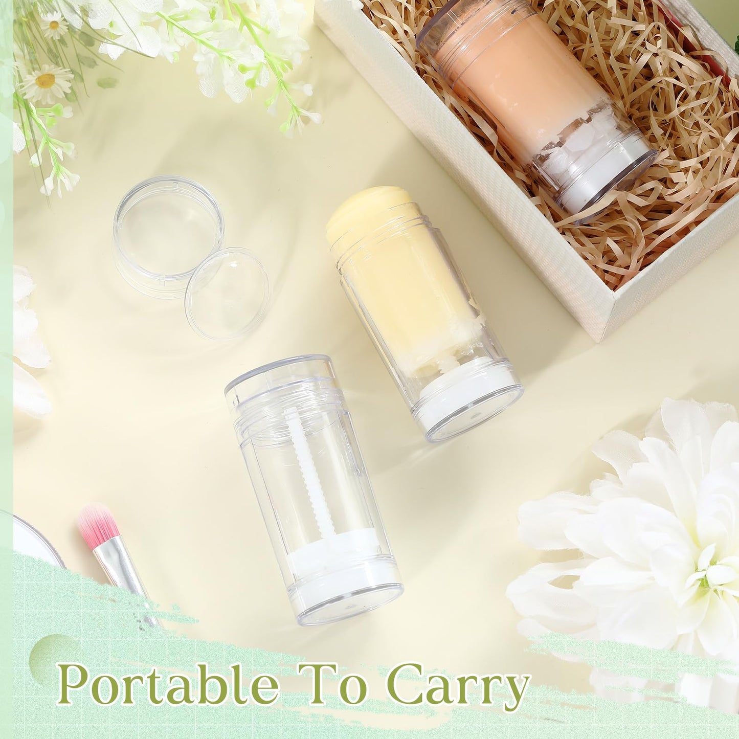 Teenyyou 50 Pcs 30 ml Empty Deodorant Containers Twistup Filling Stick Plastic Deodorant Container Refillable Bottles Bottomfill Round Lip Balm Tubes Cylinder for Homemade DIY Lip Balm (Clear)