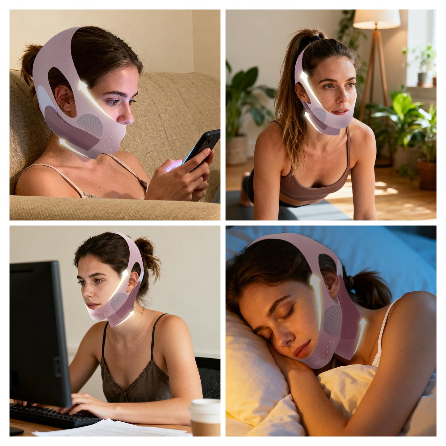Chin Strap for Sleeping, Graphene Double Chin Reducer Eliminator for Women, Reusable V Line Lifting Mask Face Slimming Strap, Breathable Jawline Exerciser Lifting & Firming Prevent Sagging