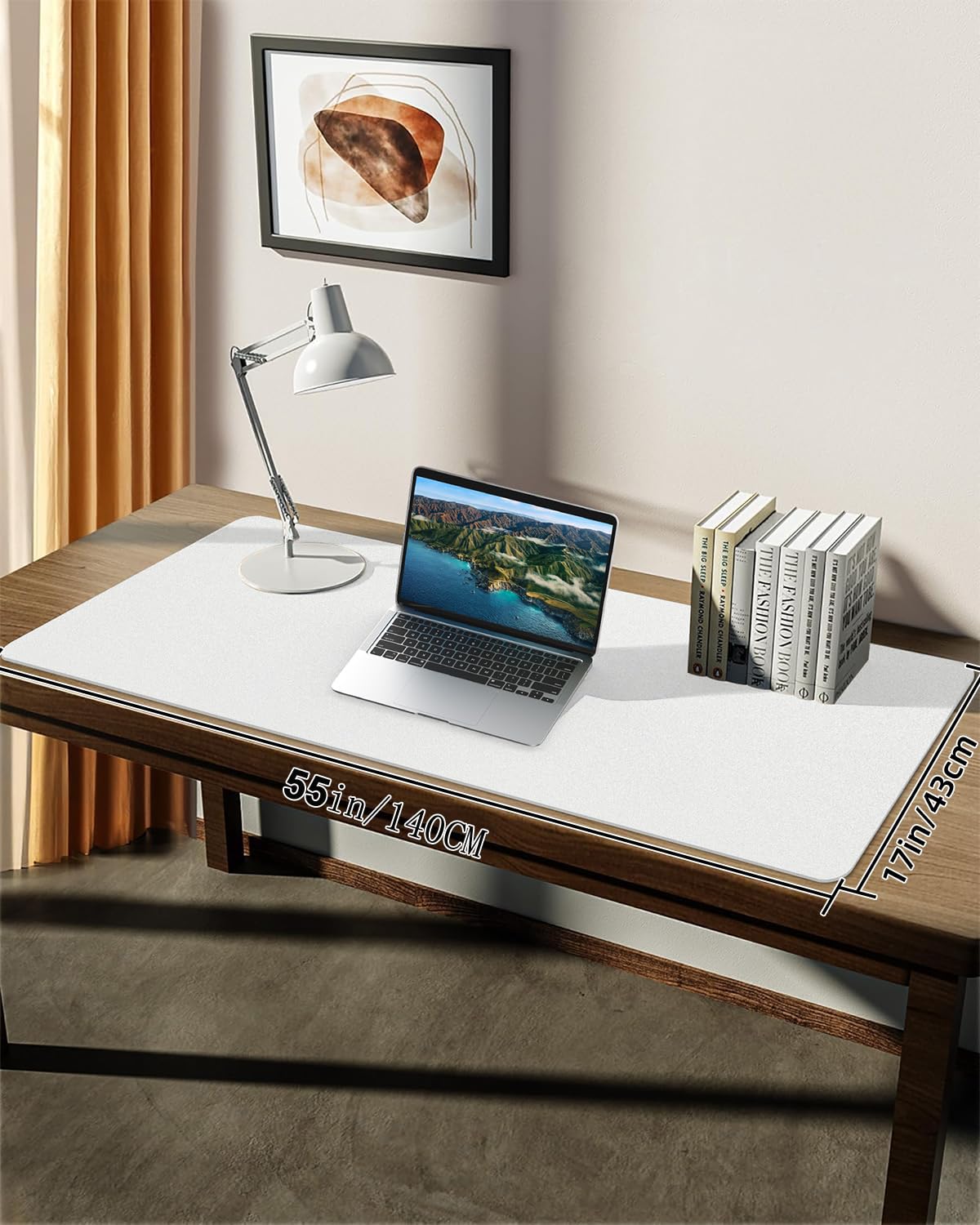 Extra Large Desk pad, Leather Desk Pad Protector,Office Desk Mat,Mouse Pad, Non-Slip Desk Blotter, Laptop Desk Pad, Waterproof Desk Writing Pad for Office&Home (Ivory White, 55" x 17")