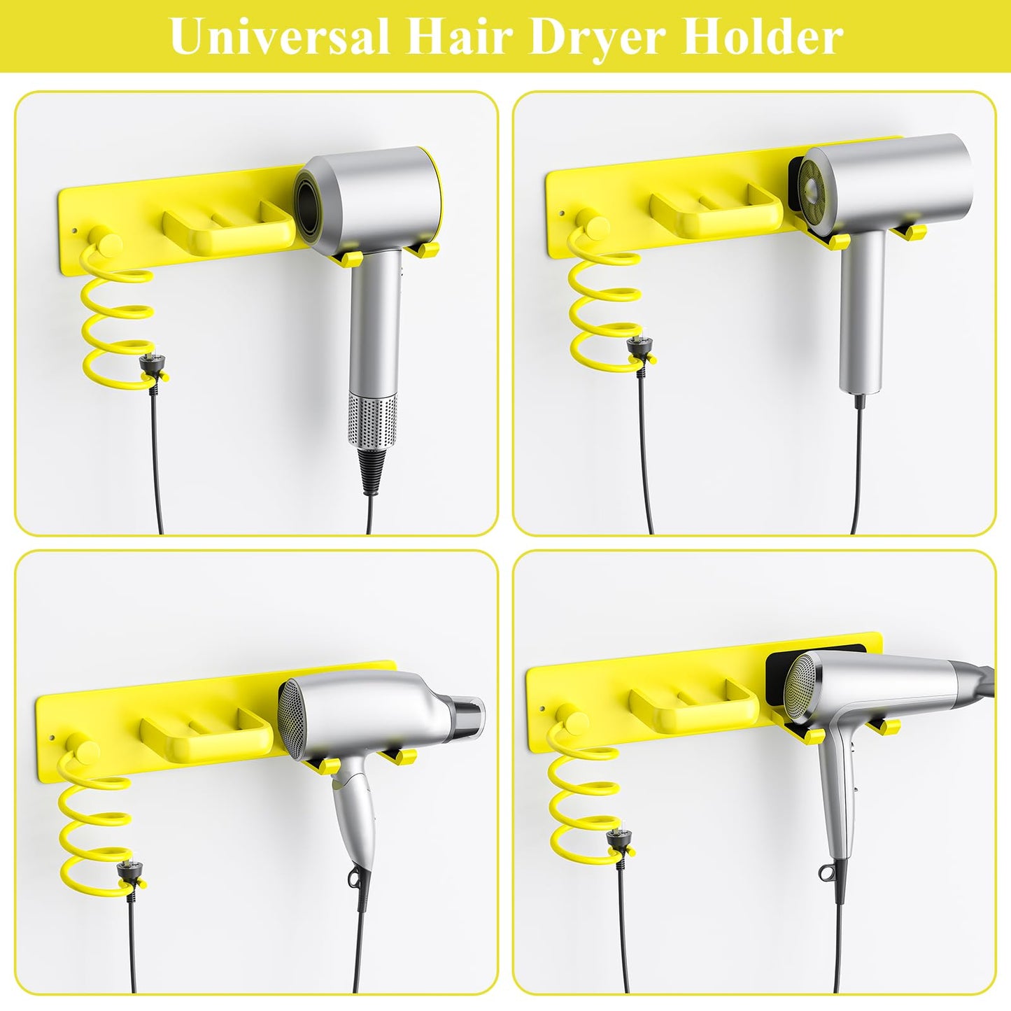 Tindbea Hair Dryer Holder Wall Mount Aluminum Alloy Hot Tools Organizer