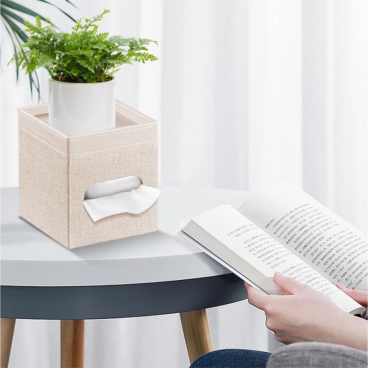 PU Leather Square Tissue Box Cover with Storage Tray,Modern Decorative Tissue Holder for Bathroom Vanity Night Stands, Office Desk,Stylish Tissue Holder for Home & Office Décor