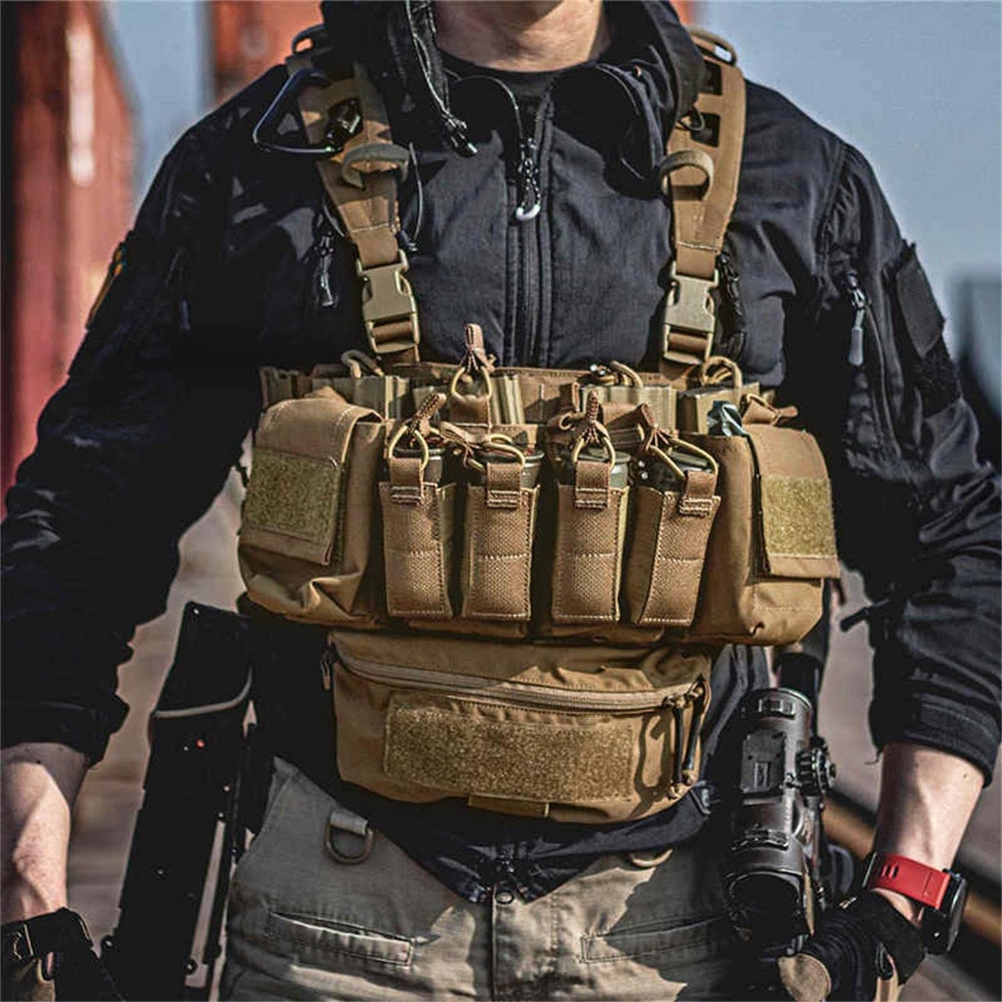 PETAC GEAR Tactical Mini Drop Pouch Fanny Pack Tool Pouch for Tactial Vest Chest Rig Coyote Brown