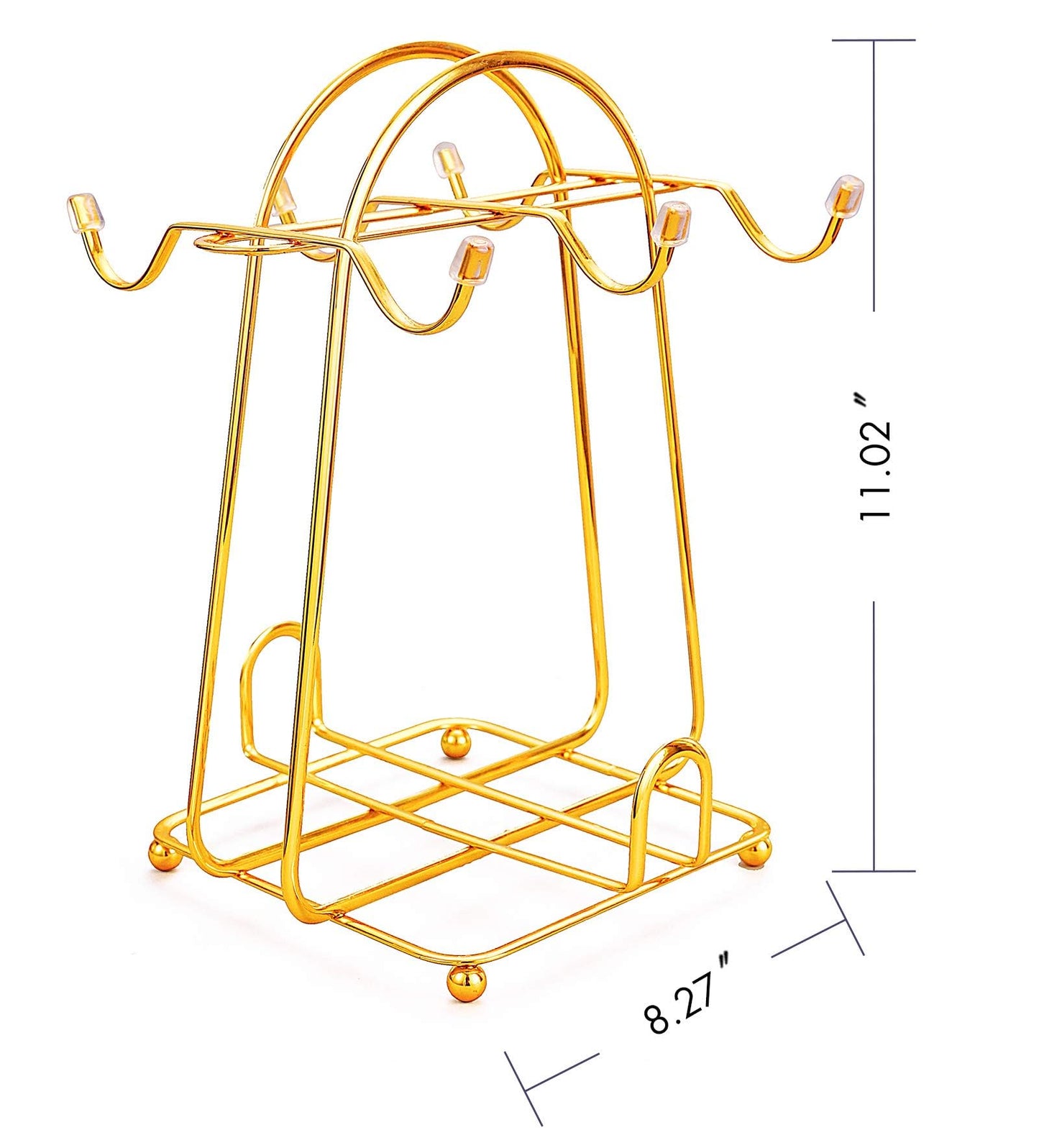 CHENP.HMC Home Storage Mug Hooks Stainless Steel Wire Rack Display Stand Service for Tea Cups, Bracket, Gold Metal Stand for Coffee Cups and Saucers