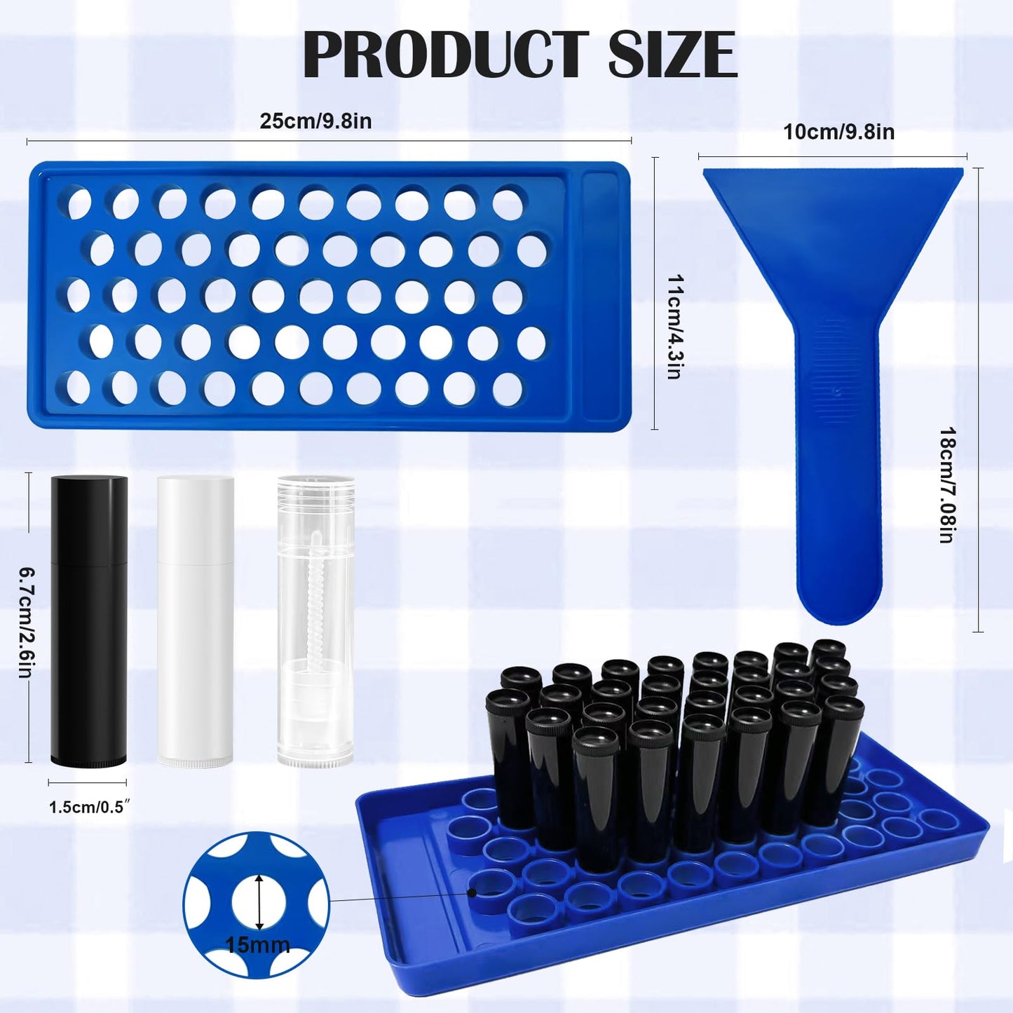 Zenihol DIY Lip Balm Filling Tray and Spatula, 1 Pack with Blue Color