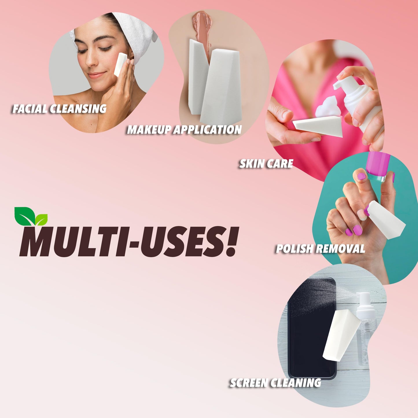 Earth & I - 128pc *PRE-CUT* Cosmetic Wedges for Makeup, Triangle makeup sponge, Disposable makeup sponges, Make up wedges sponges, ombre sponge for nails, face painting sponges, makeup wedges for pro