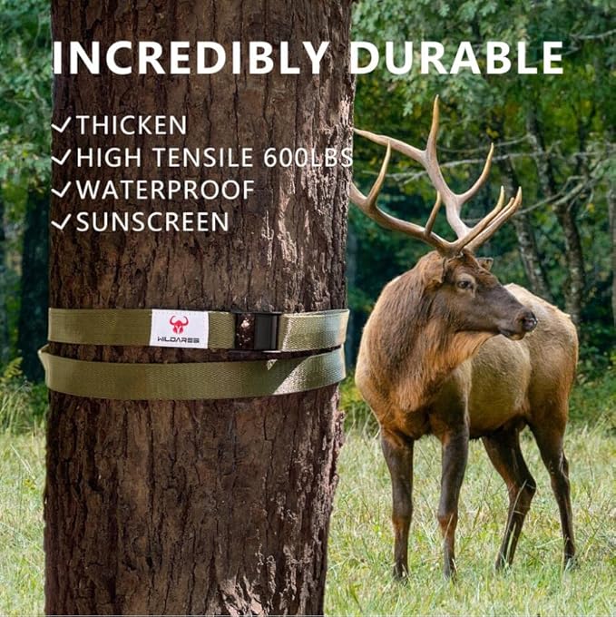 1" x 6.6' Trail Cam Strap,1800 lbs Heavy-Duty Trail Camera Straps, Game Cam Mounting,Tree Belts,Durable Nylon Fiber,Long-Lasting Alloy Buckle (Army Green 10Pcs)