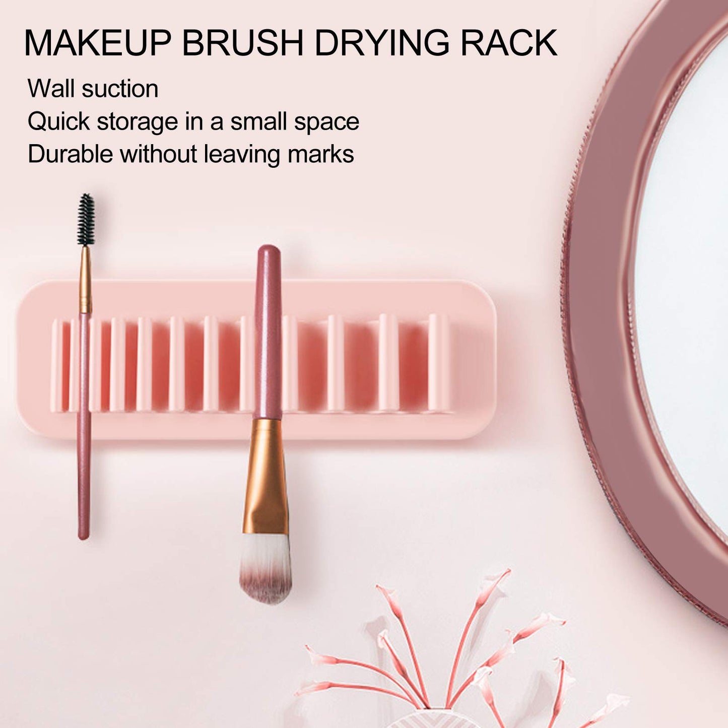 Aatraay Silicone Makeup Brush Drying Rack, 2pcs Makeup Brush Storage Holder, Wall Mounted Toothbrush Storage Rack Organizer