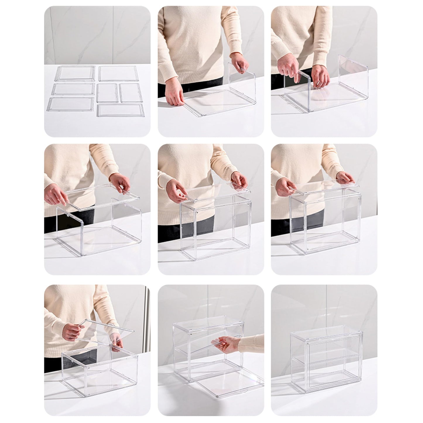 2 Pack Acrylic Display Case, 2/3 Layer Adjustable Figure Display Case, Wall-Mounted Dustproof Showcase for Collectibles Action Figure (2, 3 Tiers)