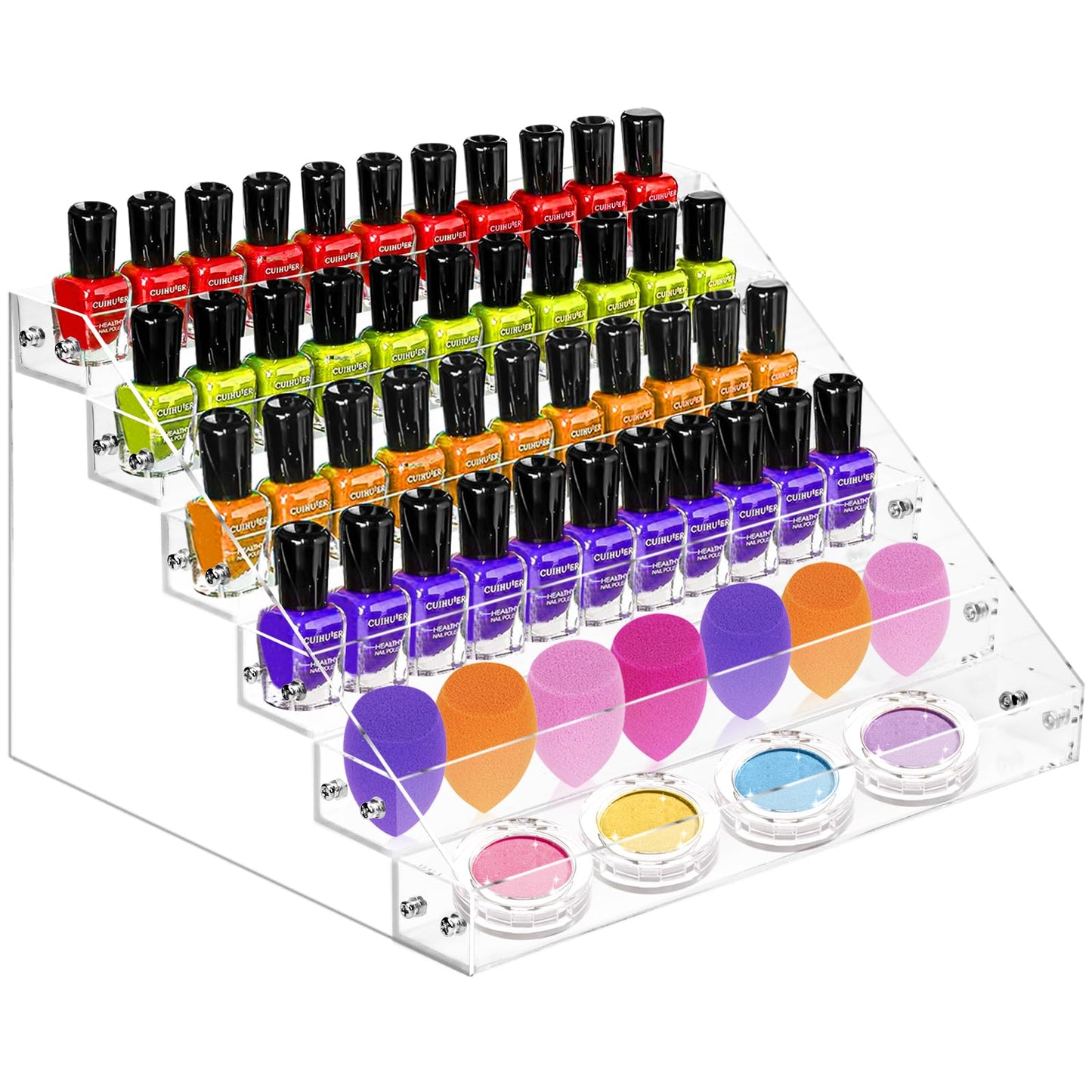 AumVum 6-Tier Nail Polish Organizer Rack, Acrylic Display Stand Holder for Nail Paint, Tattoo ink, Essential Oil, Sunglasses Storage for Salon Vanity Table, Home Decor, Holds 72 Bottles