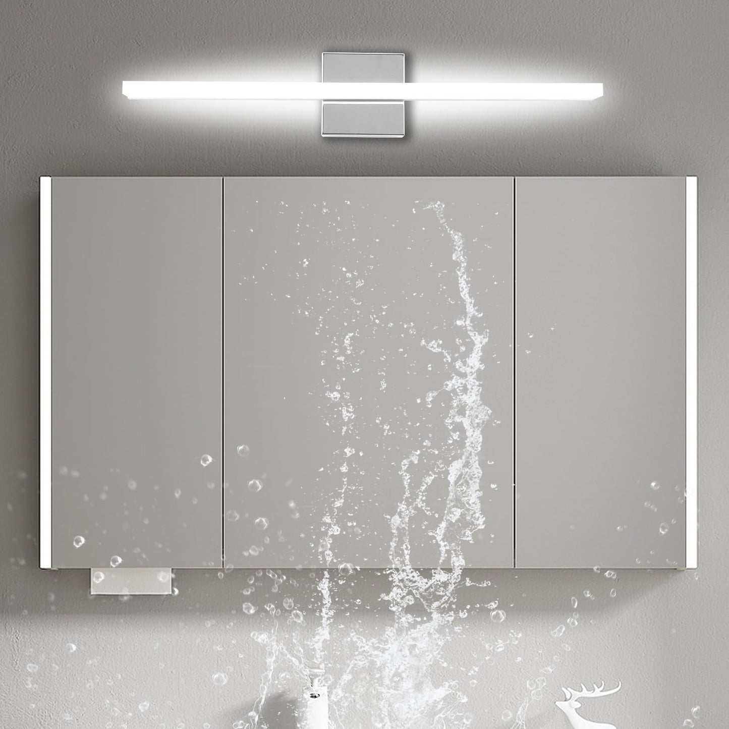 Amansour LED Bathroom Vanity Light 16inch Over Mirror Lighting Fixture Modern Indoor Chrome 10W 5000K Cool White Wall Sconce for Bathroom Bedroom Living Room