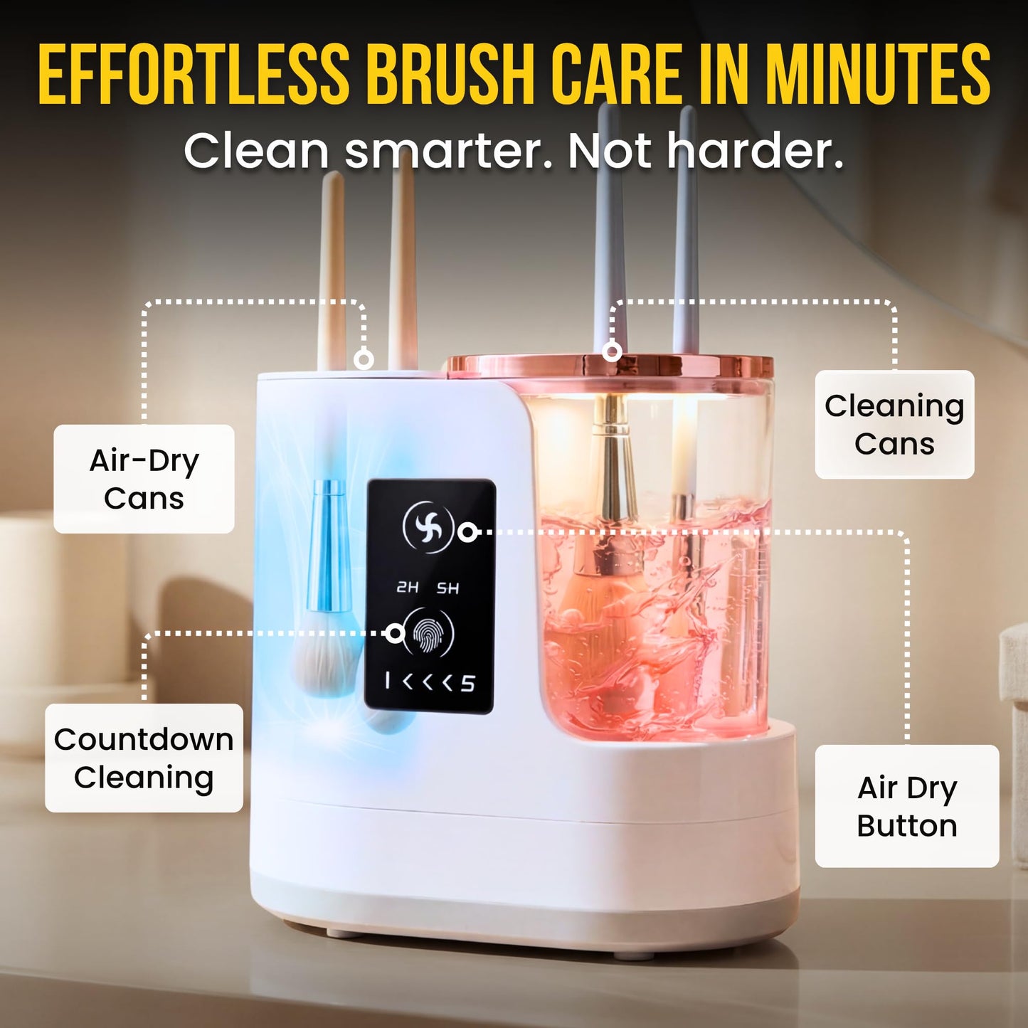 Electric Makeup Brush Cleaner & Dryer Machine – Automatic Deep Cleaning & Smart Drying, Portable One-Button Makeup Brush Cleaner for All Brush Sizes, Gift for Makeup Lovers