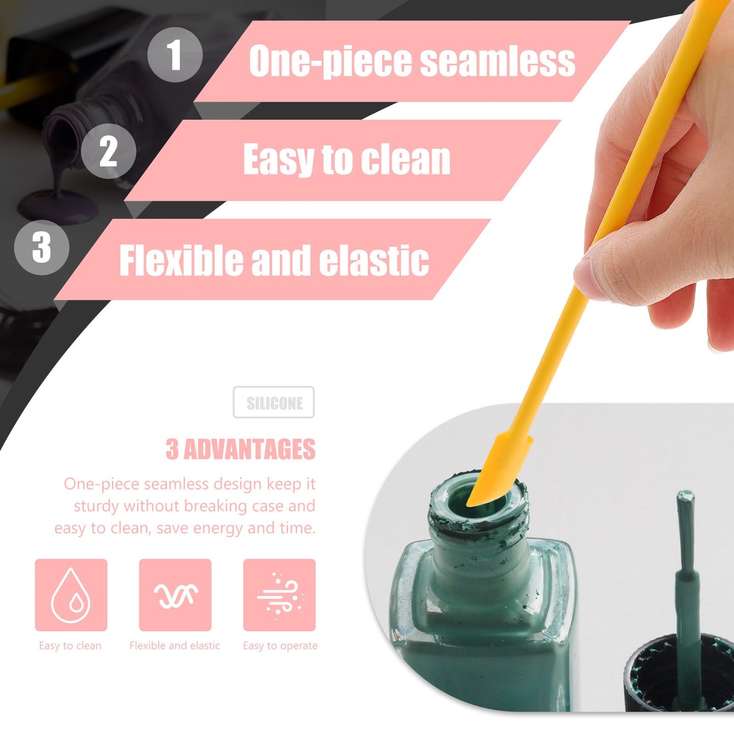 Beaupretty 3-Piece Mini Silicone Scraper Set Flexible Jar Spatulas for Cosmetics Makeup Skincare and Kitchen Use Food Grade Material 12.00In Length